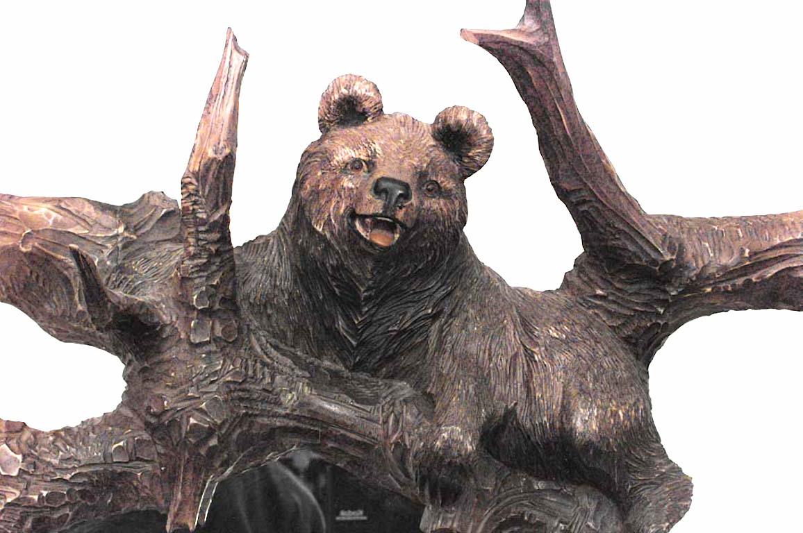German Rustic Black Forest Walnut Bear Settee For Sale