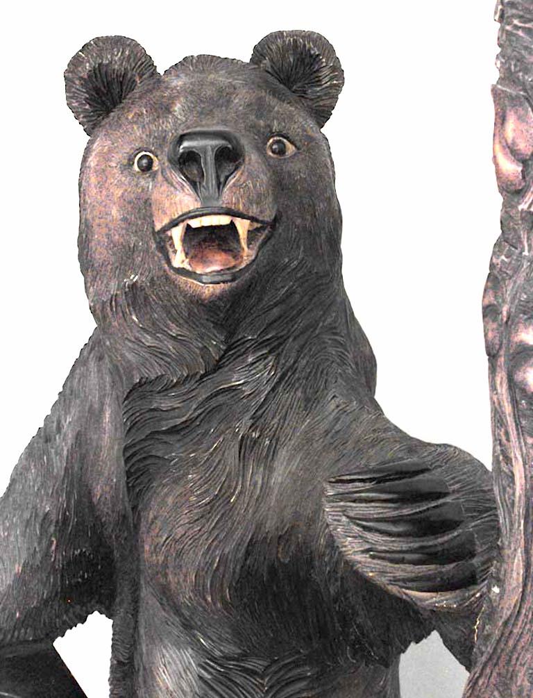 Wood Rustic Black Forest Walnut Bear Settee For Sale