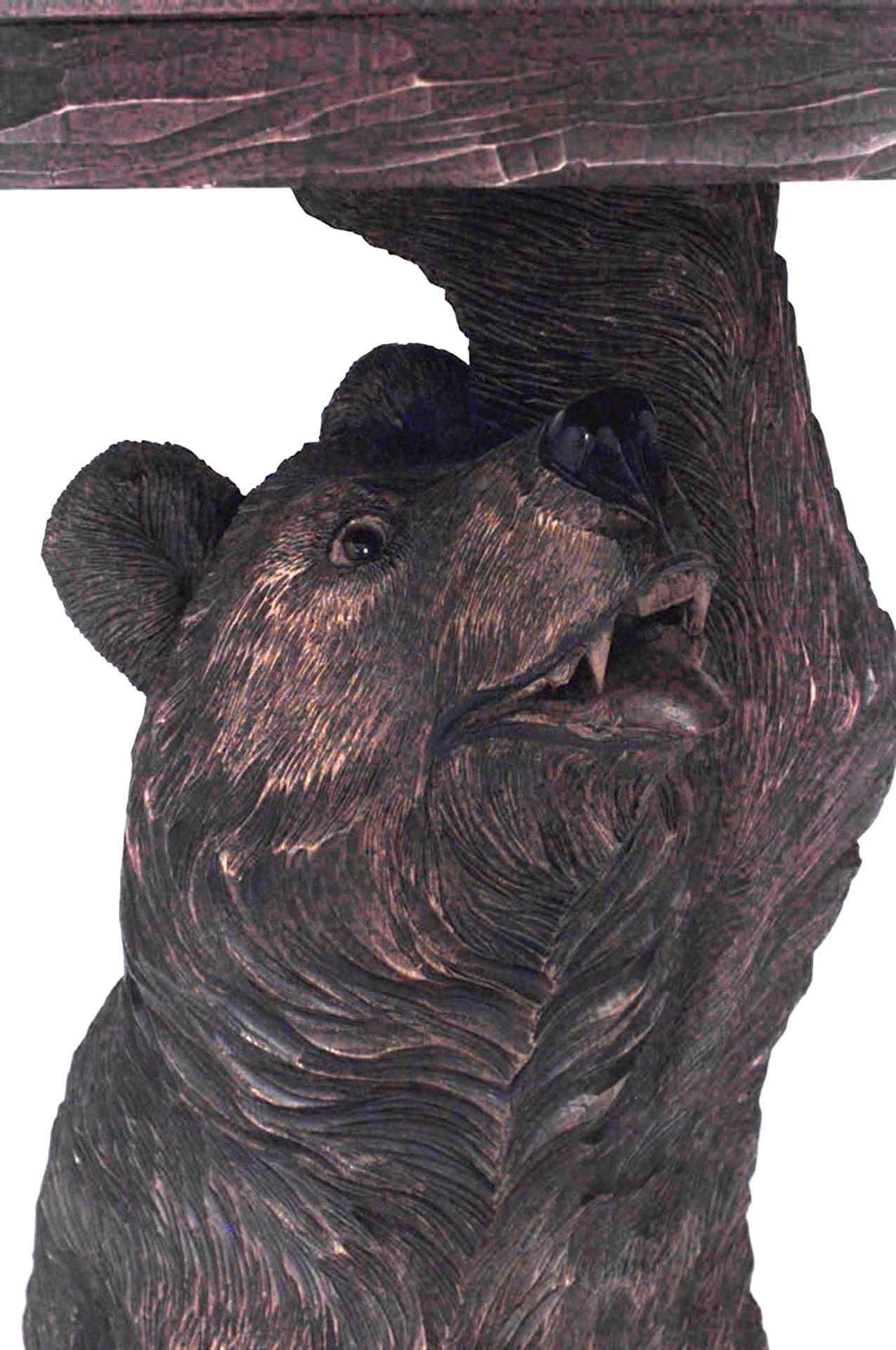 20th c. Black Forest Style Carved Bear End Table In Good Condition In Queens, NY