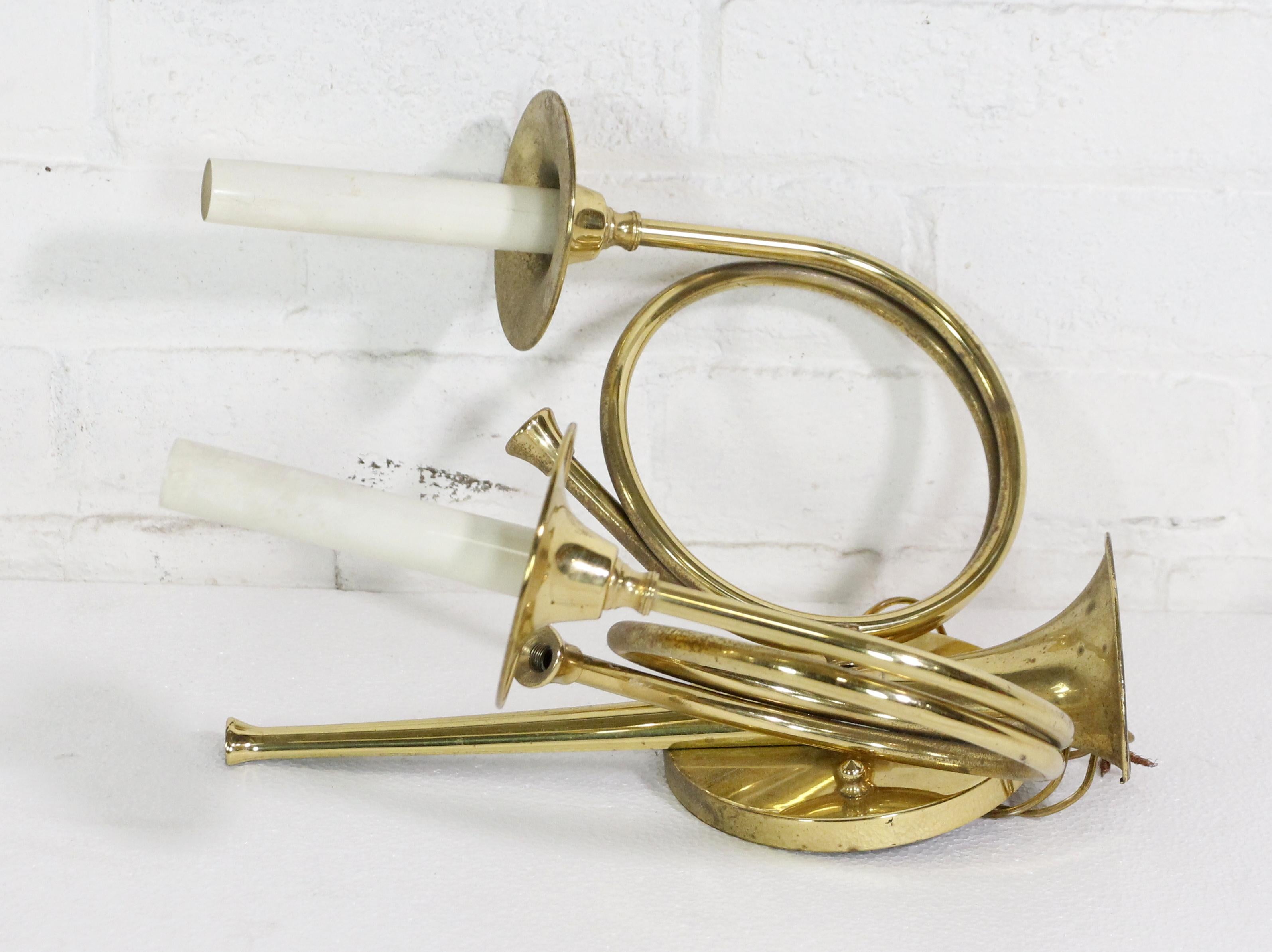 Brass 2 Arm French Trumpet Sconce Quantity Available by Frederick Cooper 1