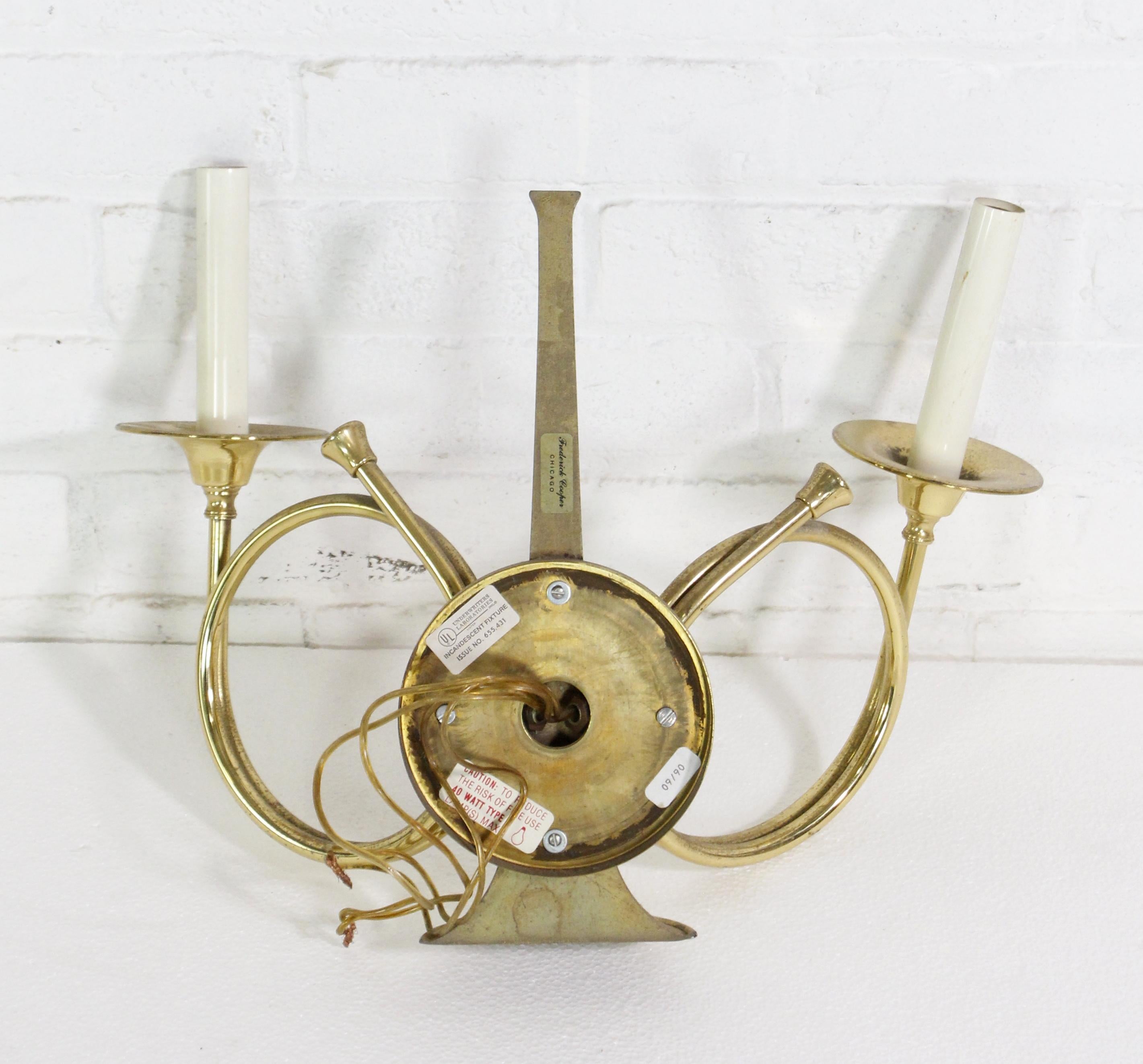 Brass 2 Arm French Trumpet Sconce Quantity Available by Frederick Cooper 2
