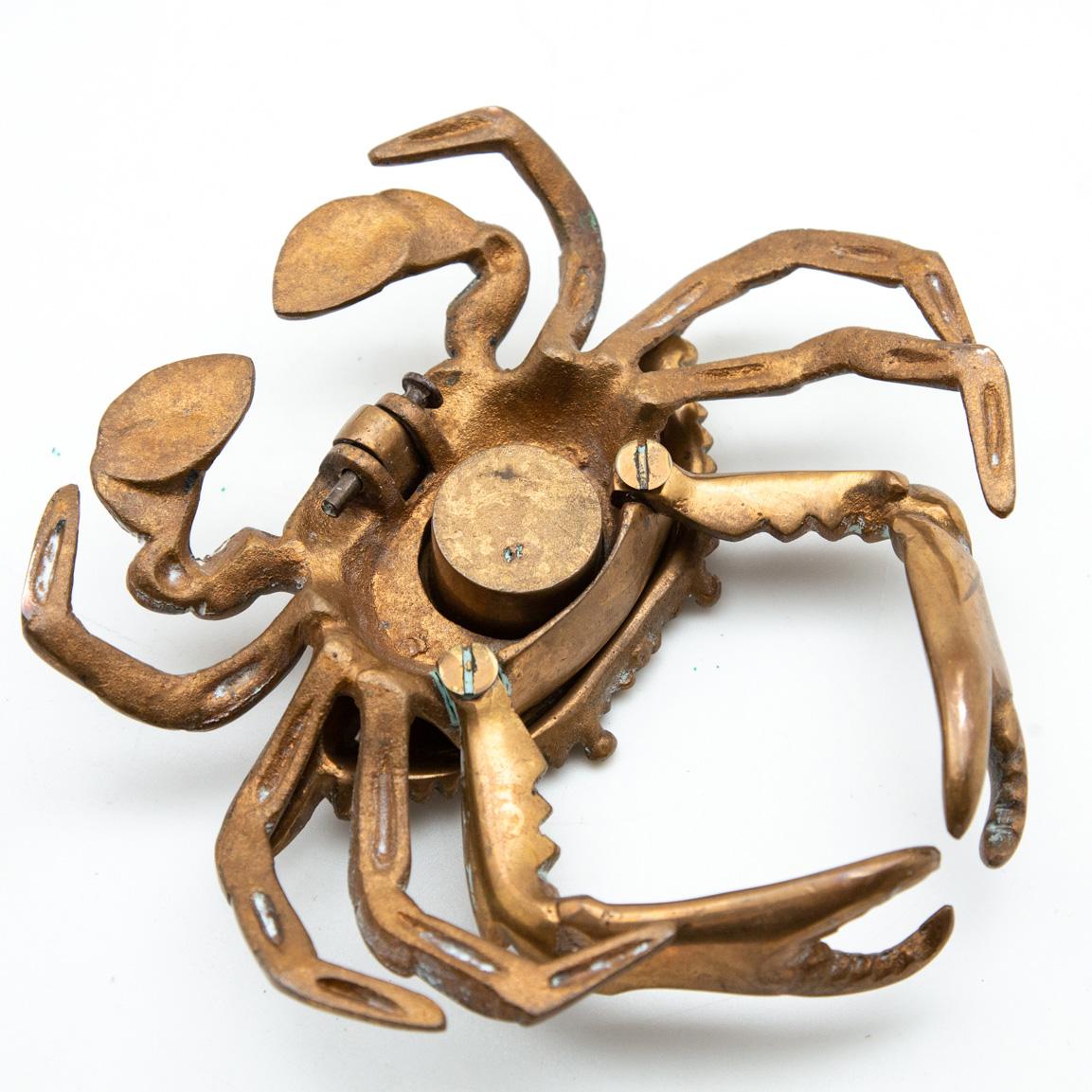 American 20th Century Bronze Crab Inkwell