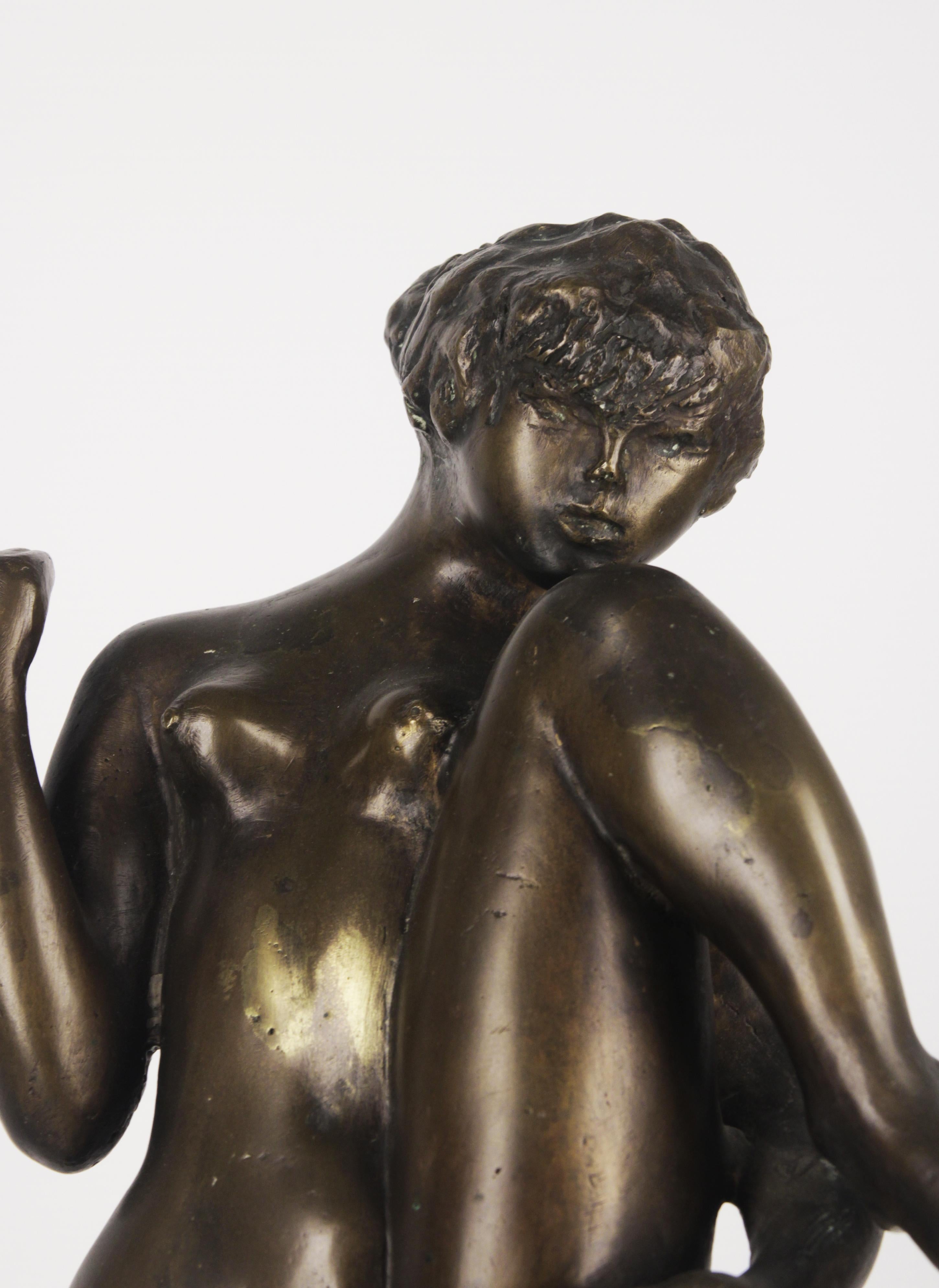 Cast 20th C. Bronze Sculpture of a Nude Woman by Argentine Sculptor J. Mariano Pagés For Sale