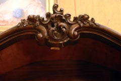 20th Century Burl Walnut Bombe Secretary Bookcase with Etched Glass Doors