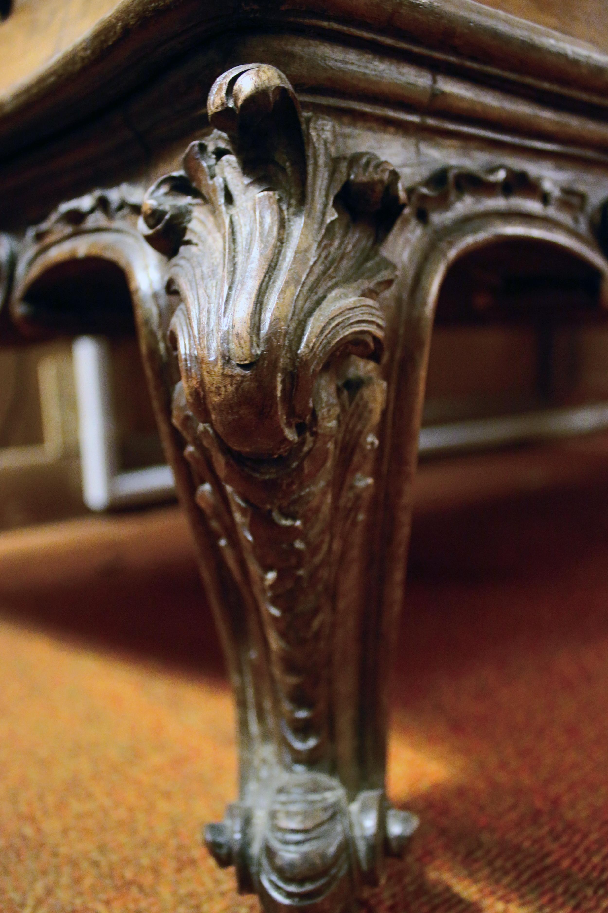 Italian 20th Century Burl Walnut Bombe Secretary Bookcase with Etched Glass Doors For Sale