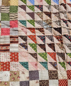 20th C Calico Postage Stamp Quilt