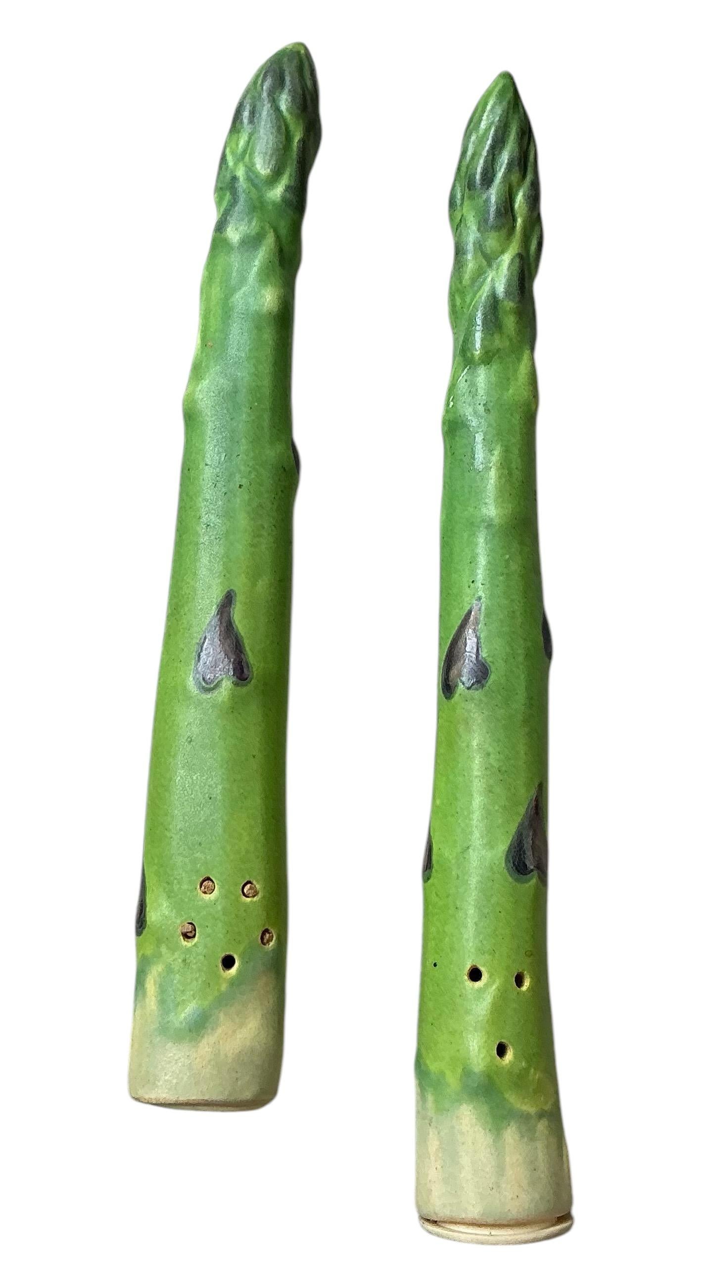 American 20th-C. California Studio Pottery Asparagus Salt & Pepper - Patricia Garrett