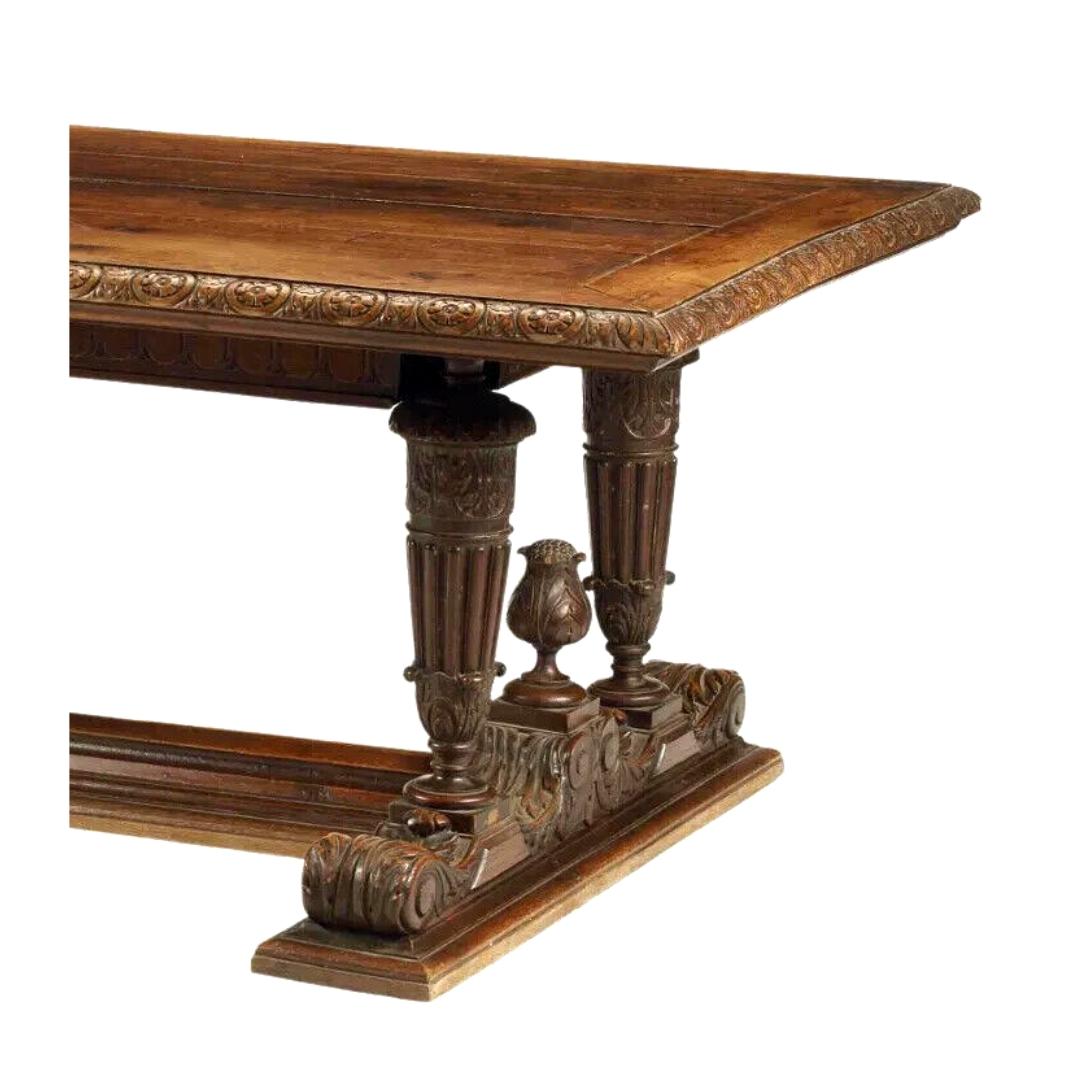 European 20th C. Carved Wood, Renaissance Revival, Vintage / Antique Dining Table For Sale