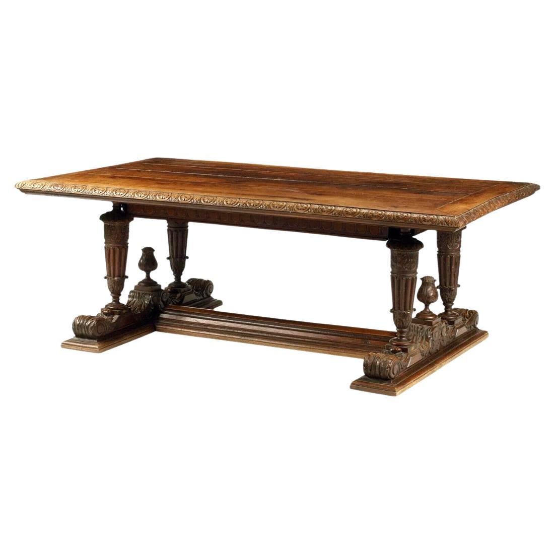 20th C. Carved Wood, Renaissance Revival, Vintage / Antique Dining Table For Sale