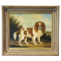 Antique 20th C. Cavalier Portrait Painting by P. English Oil on Canvas Gold Frame 32"