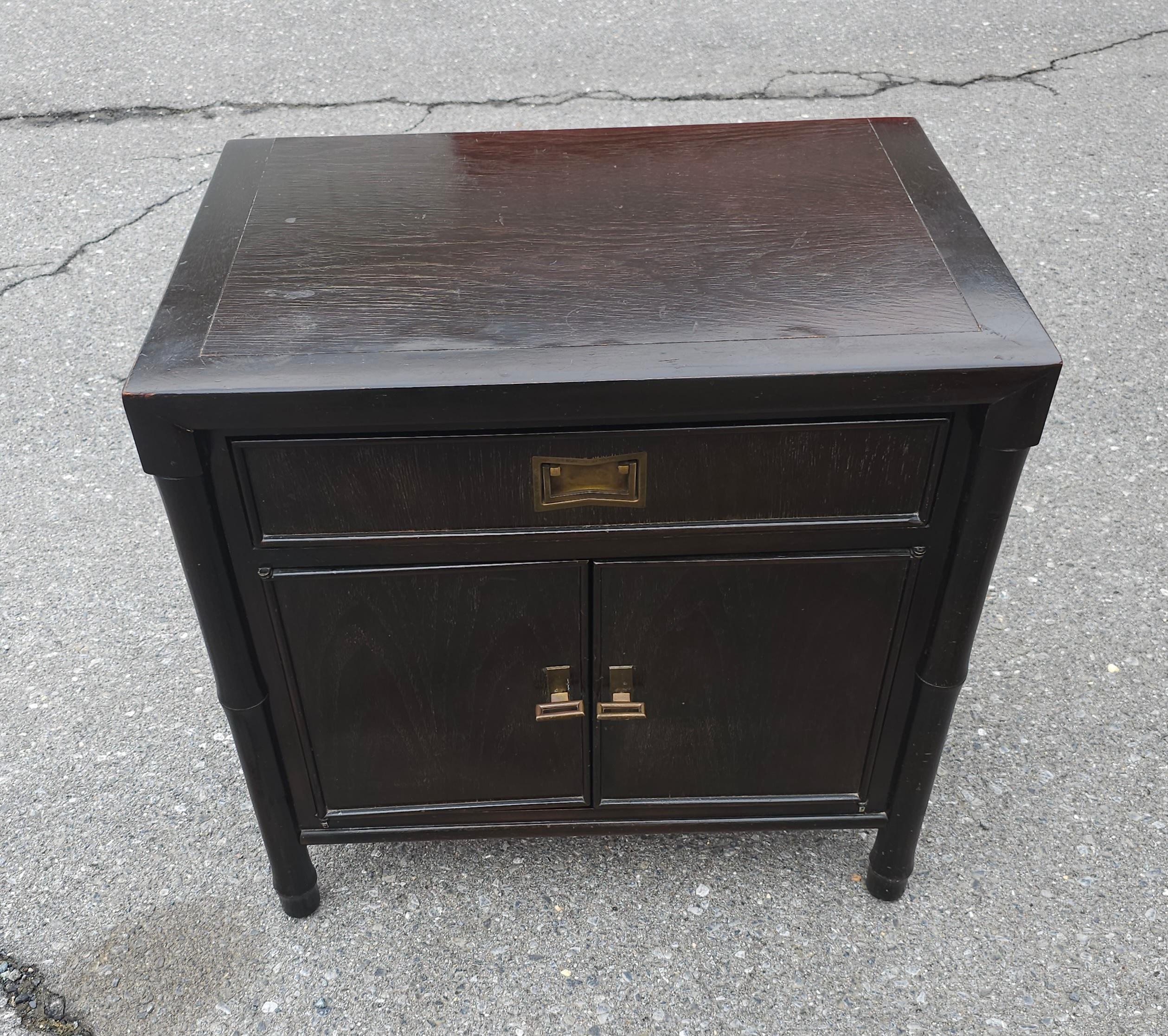 20th Century 20th C. Century Furniture Chin Hua Collection Ebonized Mahogany Bedside Table  For Sale