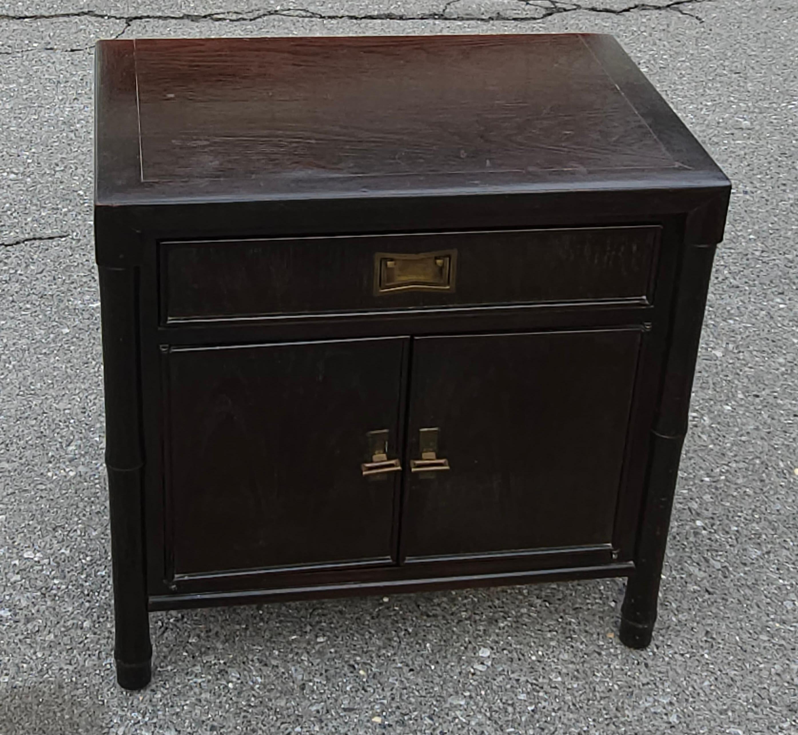 20th C. Century Furniture Chin Hua Collection Ebonized Mahogany Bedside Table  For Sale 1