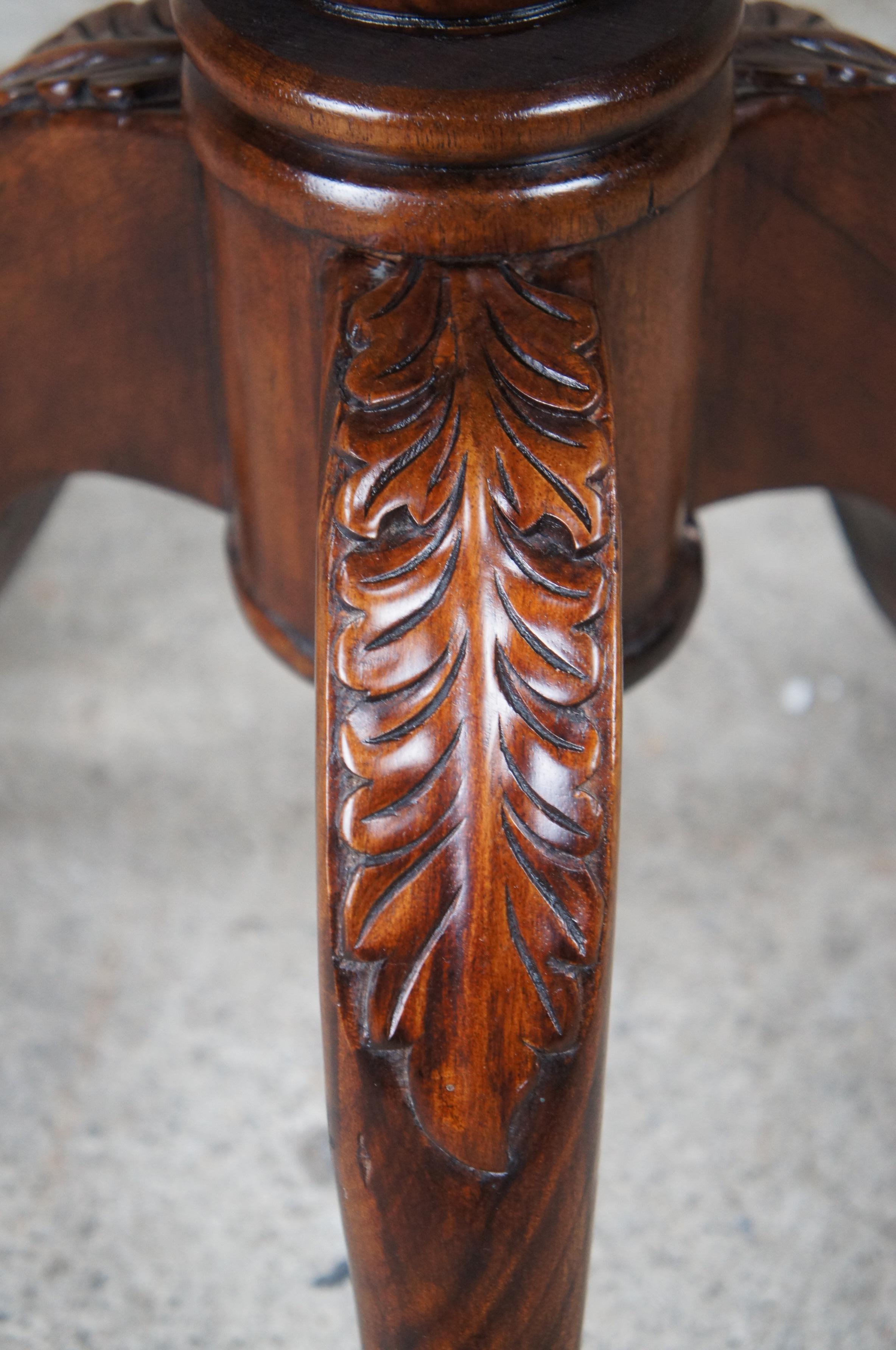 20th C Chippendale Georgian Style Carved Mahogany Plant Stand Sculpture Pedestal For Sale 1