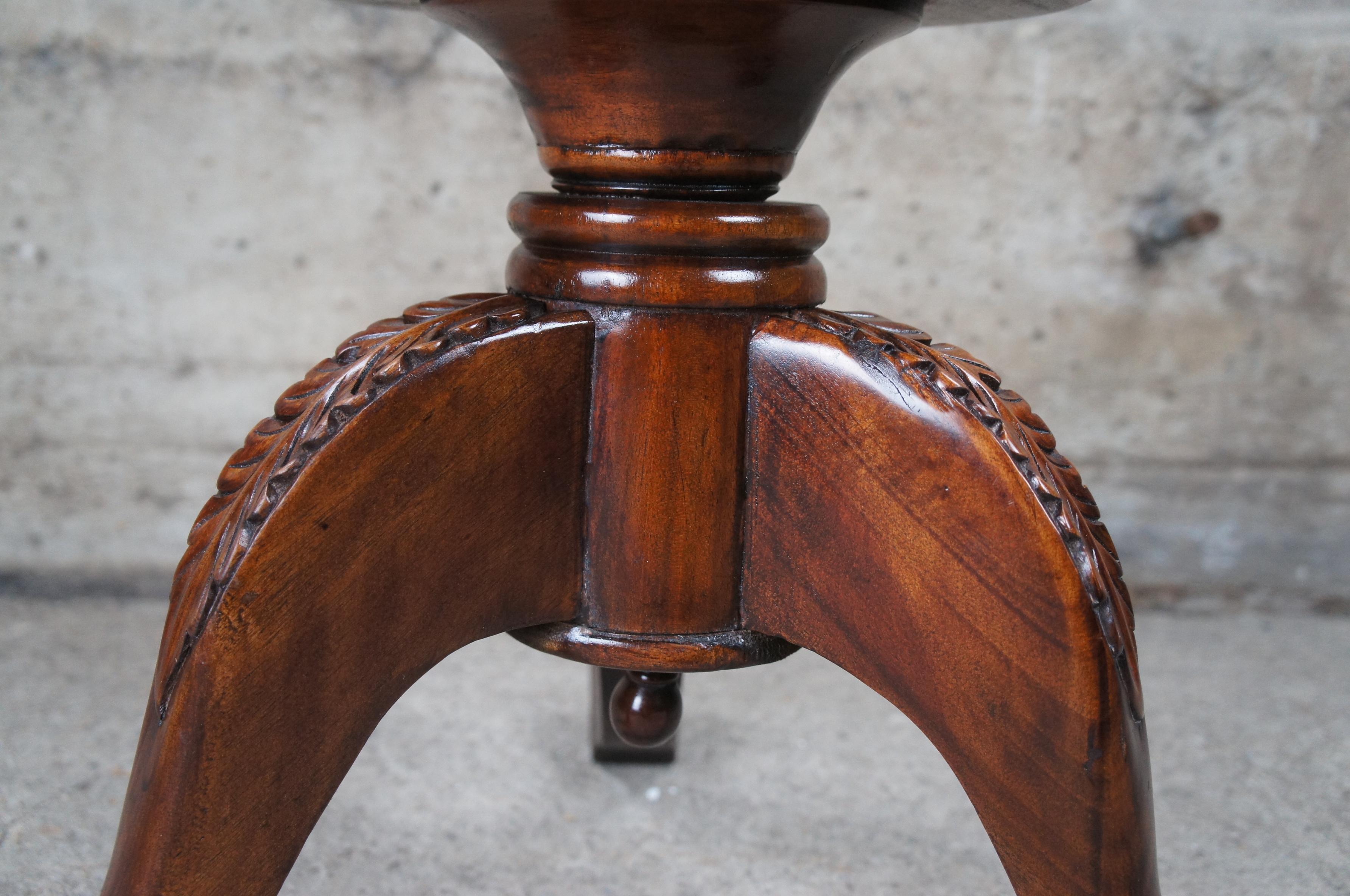 20th C Chippendale Georgian Style Carved Mahogany Plant Stand Sculpture Pedestal For Sale 3