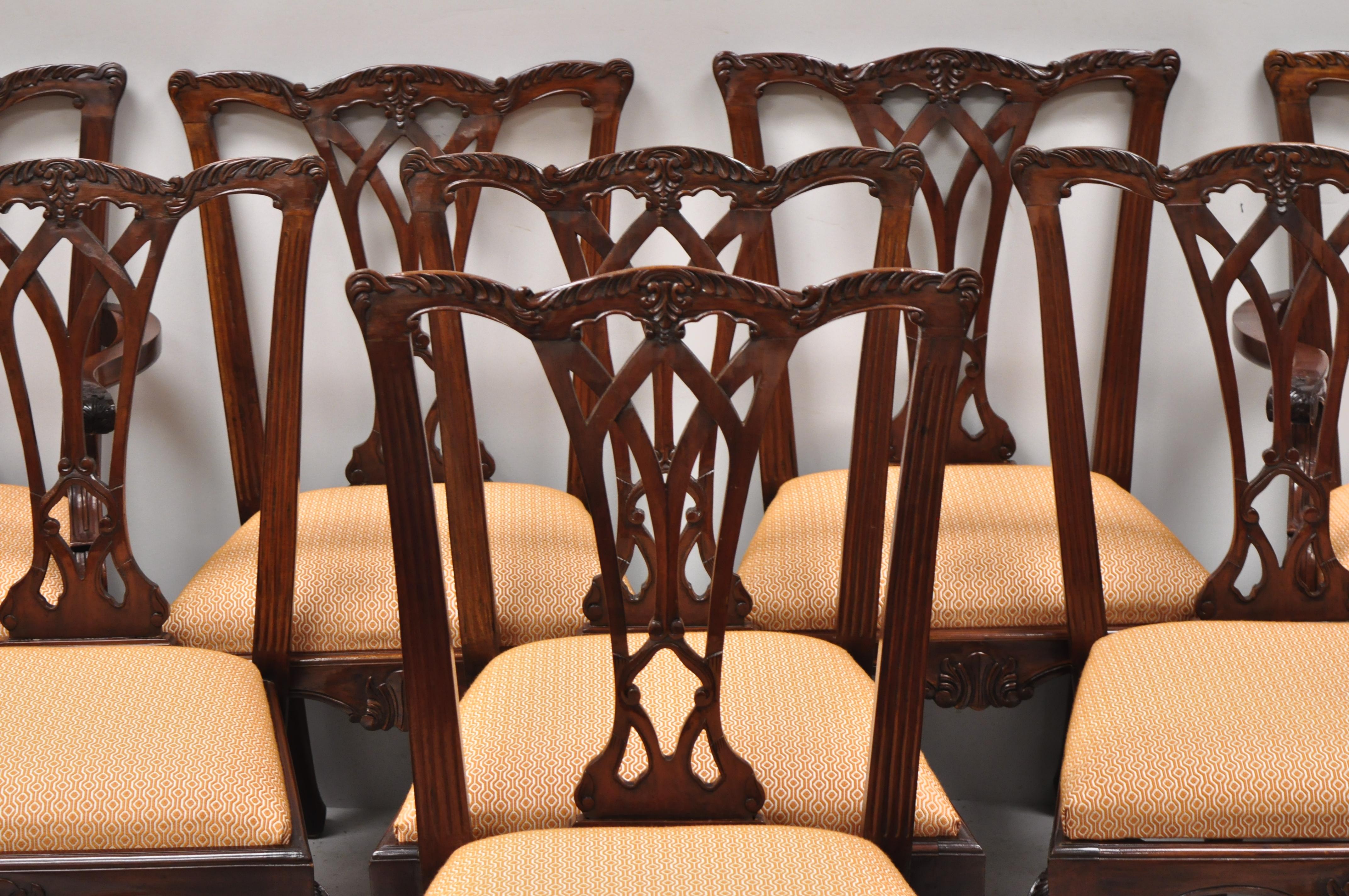 Chippendale Style Carved Ball and Claw Mahogany Dining Chairs, Set of 8 5