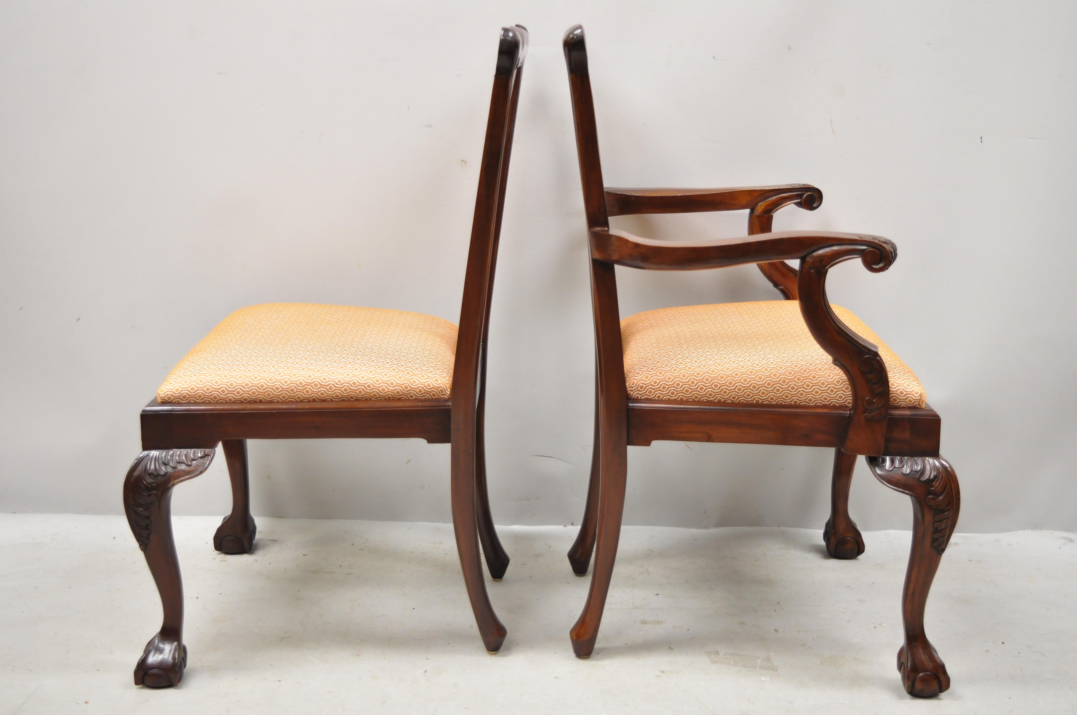 Chippendale Style Carved Ball and Claw Mahogany Dining Chairs, Set of 8 6