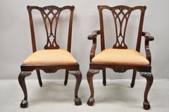 Chippendale Style Carved Ball and Claw Mahogany Dining Chairs, Set of 8