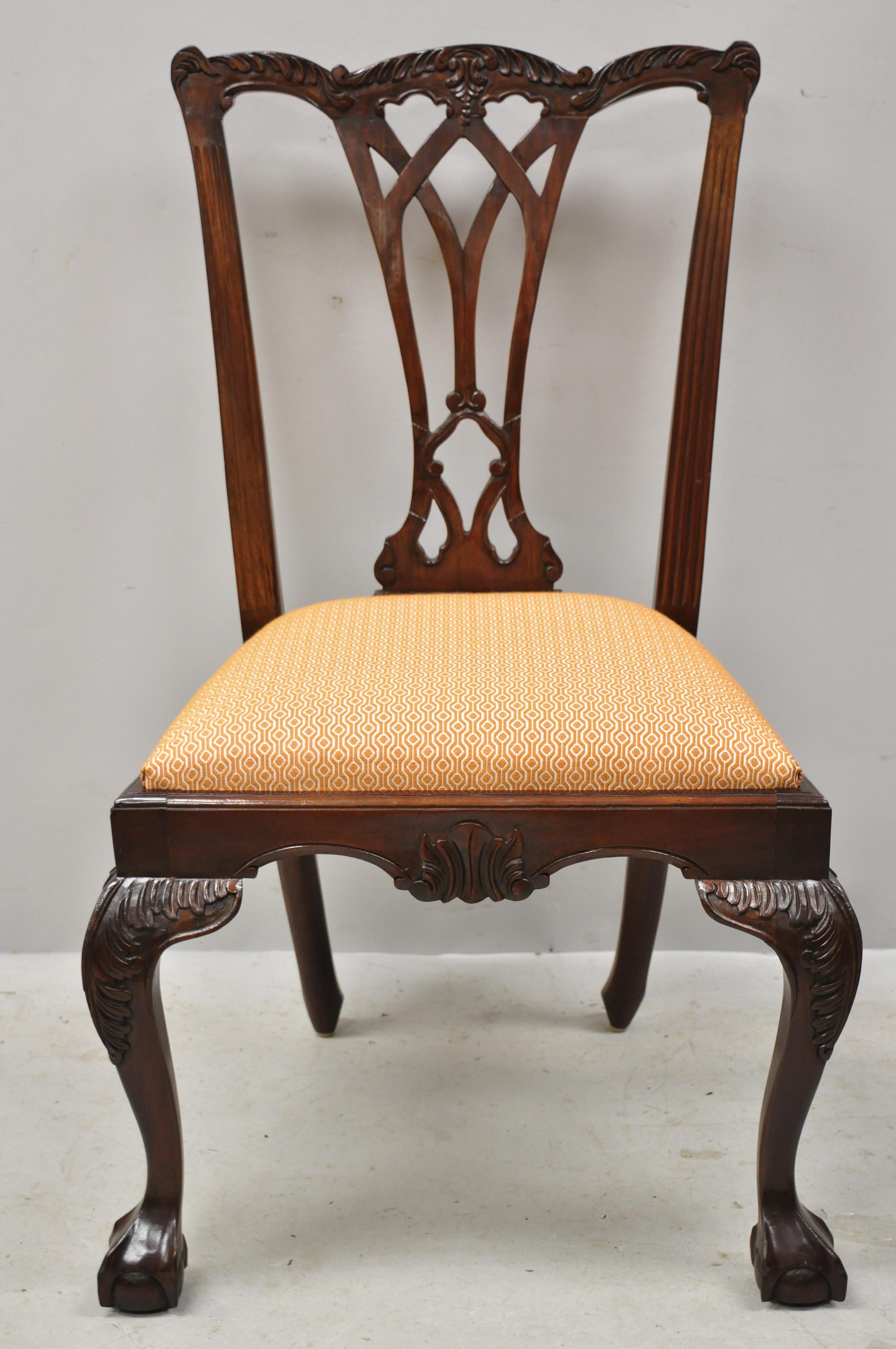 Chippendale Style Carved Ball and Claw Mahogany Dining Chairs, Set of 8 In Good Condition In Philadelphia, PA