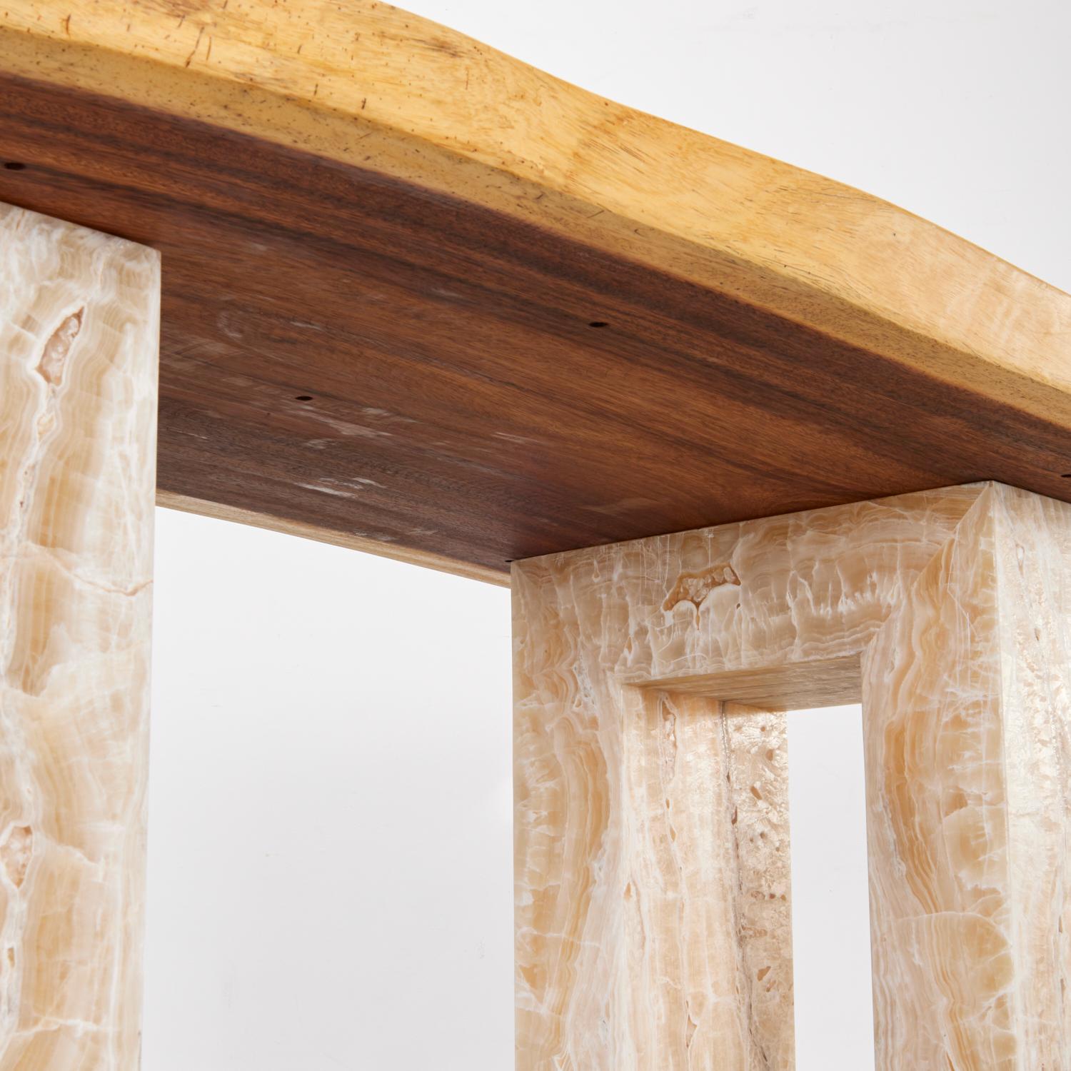 Late 20th Century 20th c. Christopher Guy,  Custom Hawaiian Koa Wood and Lighted Onyx Dining Table For Sale