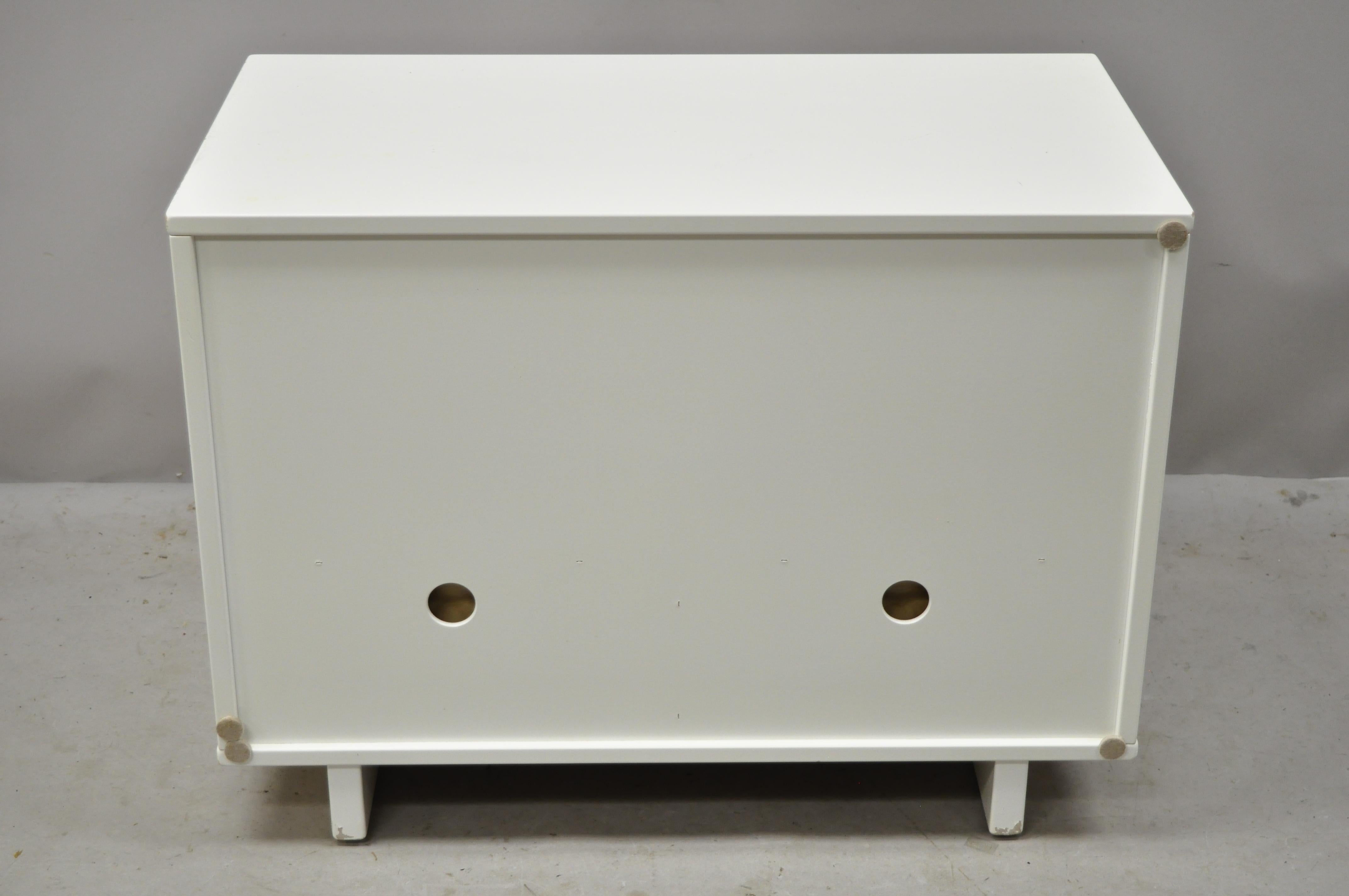 Contemporary Modern White Orange Credenza Stereo TV Television Stand 1