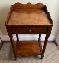 20th C. Country Night Stand with Drawer, Bottom Shelf and Scallop Edge Details