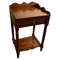 20th C. Country Night Stand with Drawer, Bottom Shelf and Scallop Edge Details