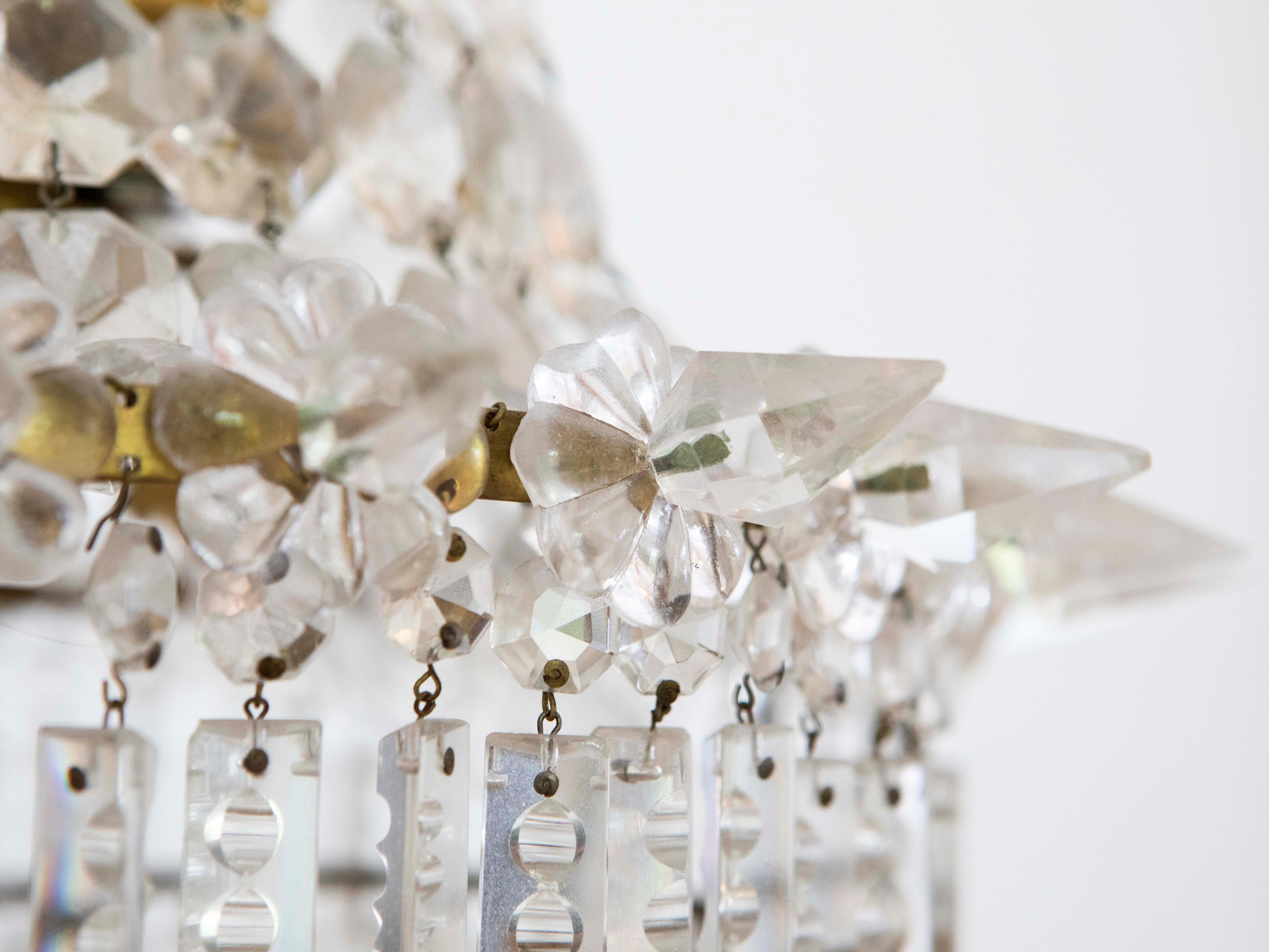 20th Century Crystal and Brass Basket Chandelier 4