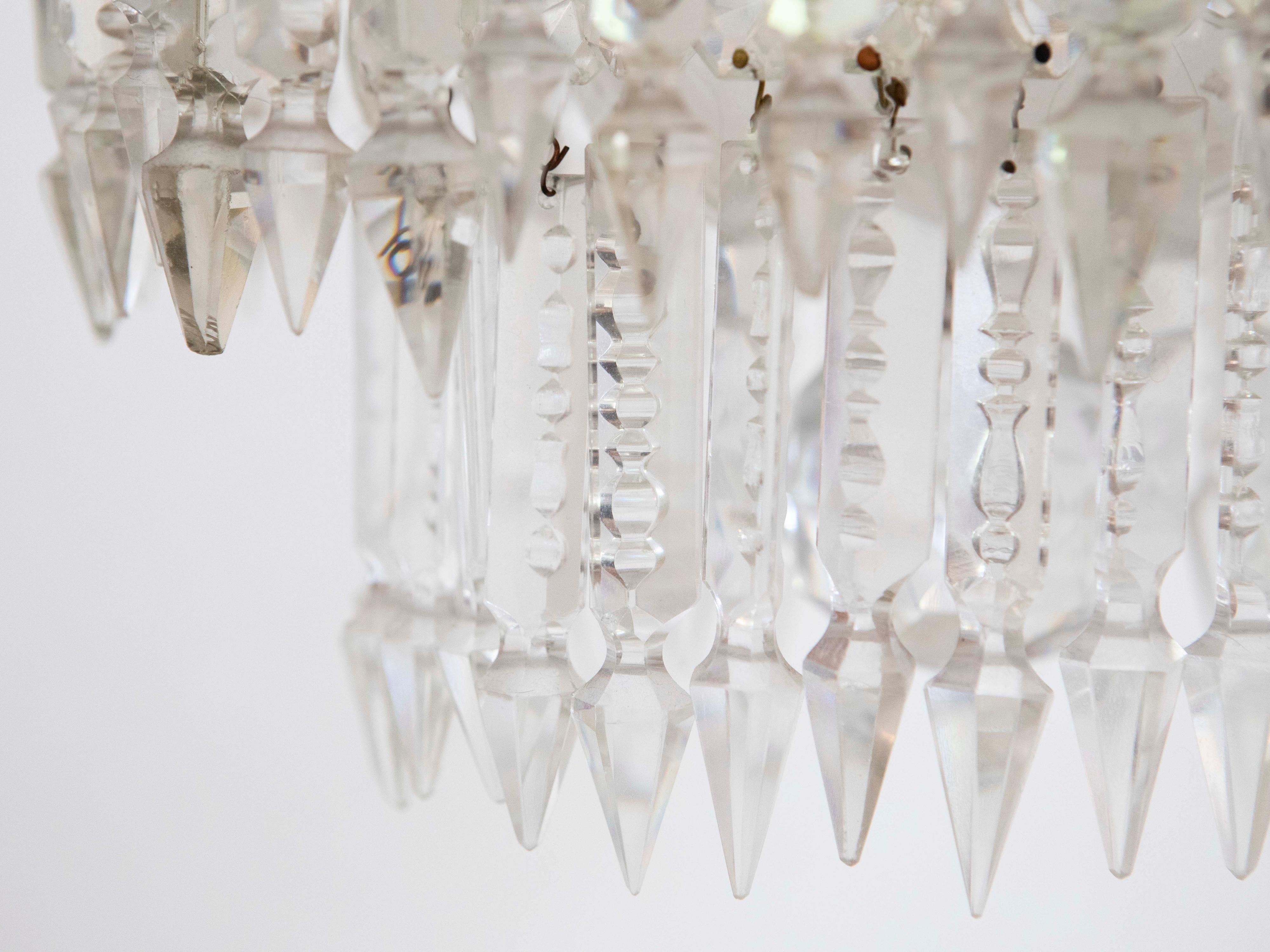 20th Century Crystal and Brass Basket Chandelier 5