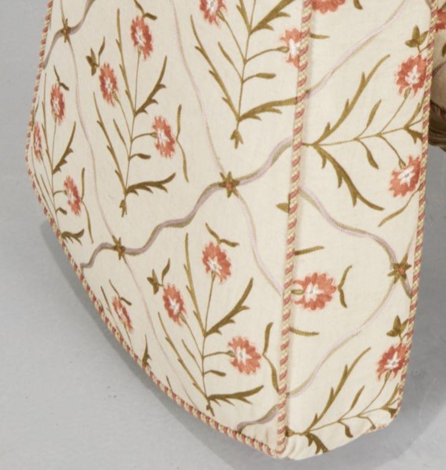 20th C. Directoire Style Painted and Floral Crewelwork Upholstered Bregere In Good Condition For Sale In Morristown, NJ