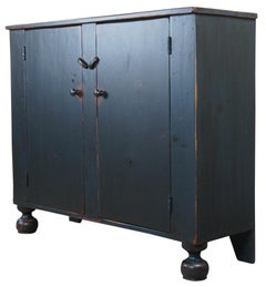 20th C. Early American Style Painted Pine 2 Door Console Cabinet Jelly Cupboard