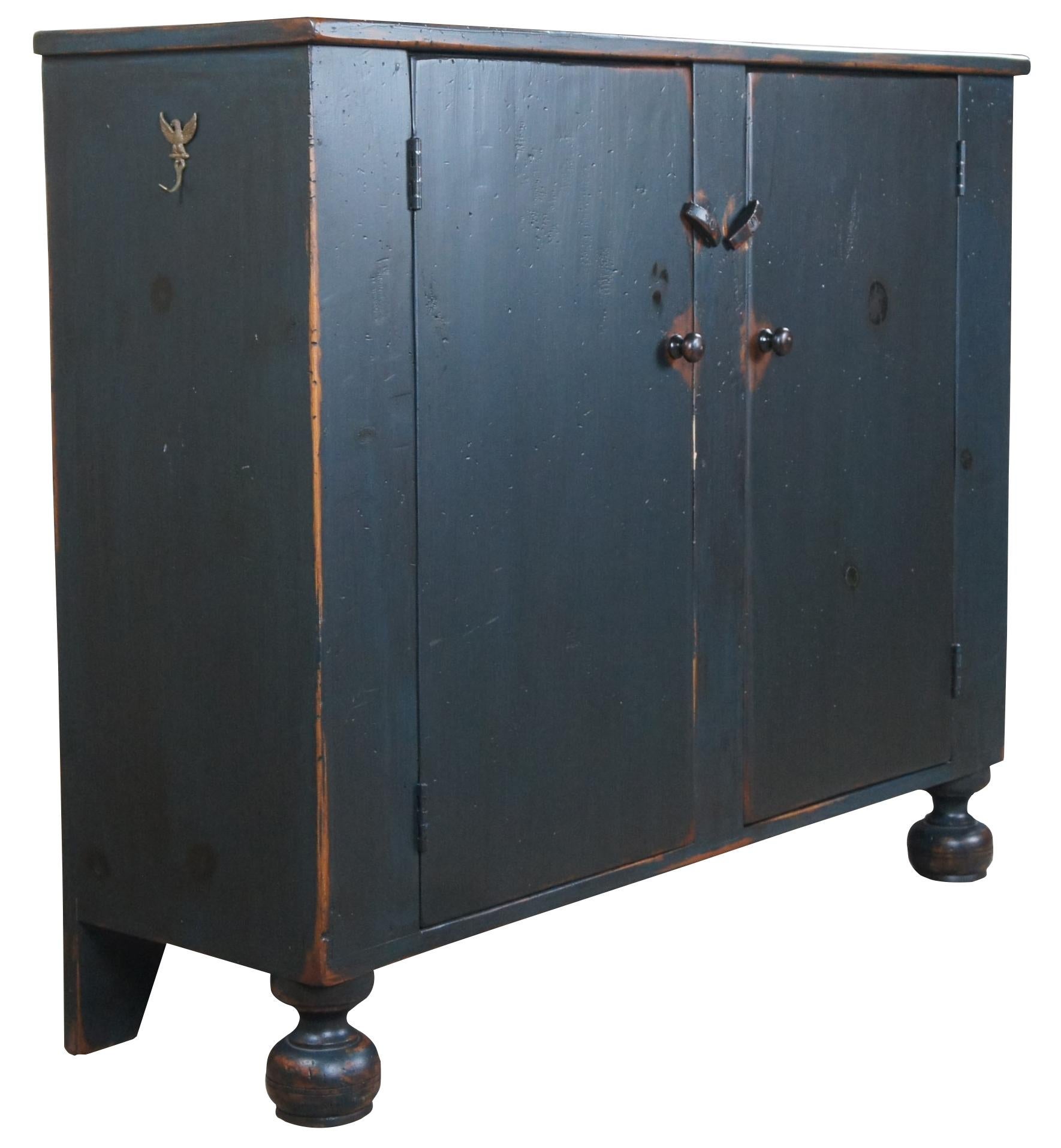 American Colonial 20th C. Early American Style Painted Pine 2 Door Console Cabinet Jelly Cupboard