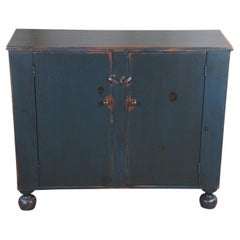 20th C. Early American Style Painted Pine 2 Door Console Cabinet Jelly Cupboard