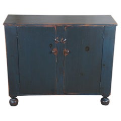 Vintage 20th C. Early American Style Painted Pine 2 Door Console Cabinet Jelly Cupboard