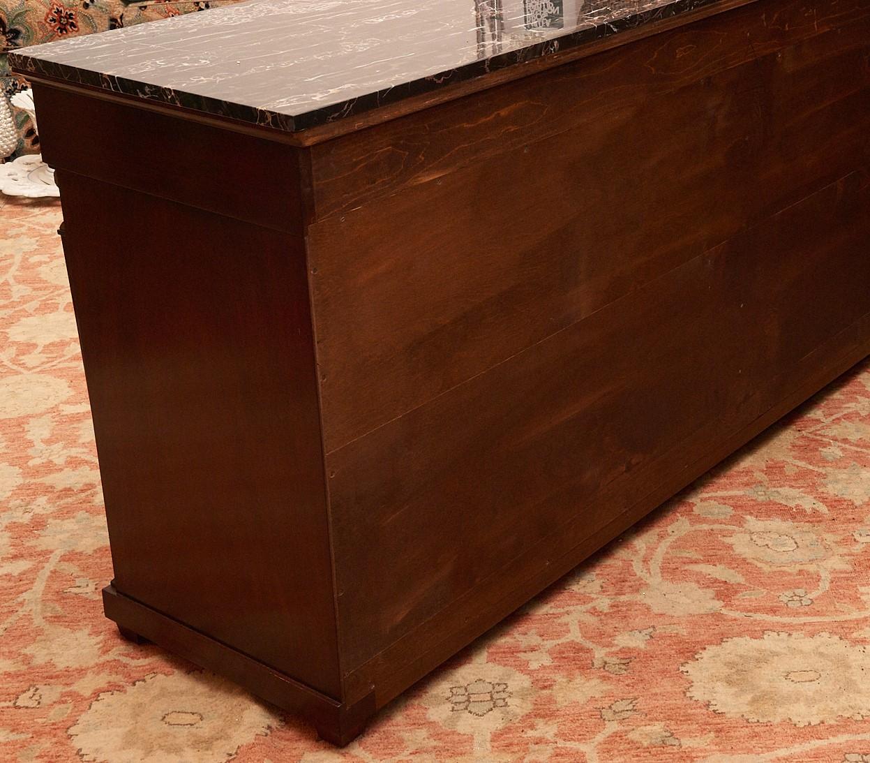 20th C. Empire Style Mahogany Credenza with Black Egyptian Marble Top 6