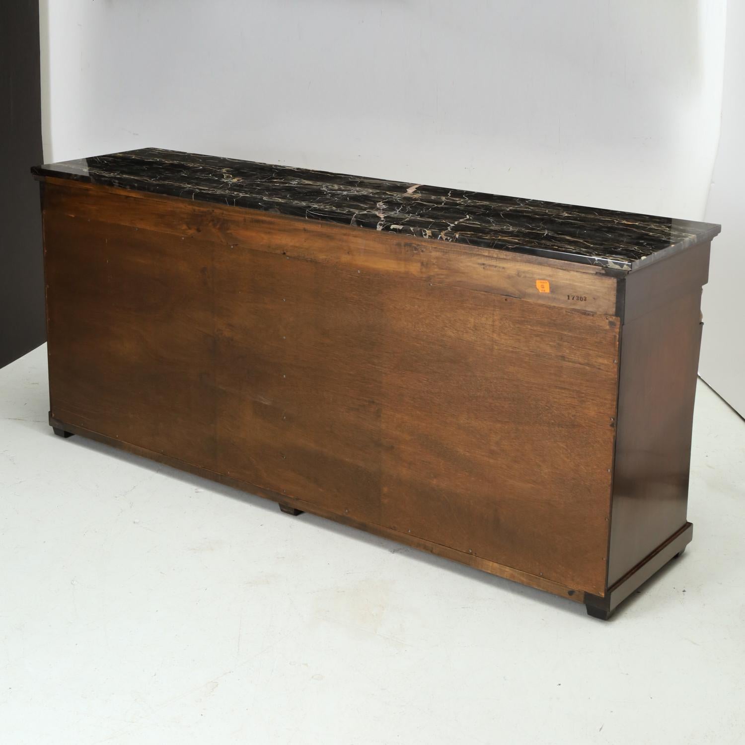 20th C. Empire Style Mahogany Credenza with Black Egyptian Marble Top 7