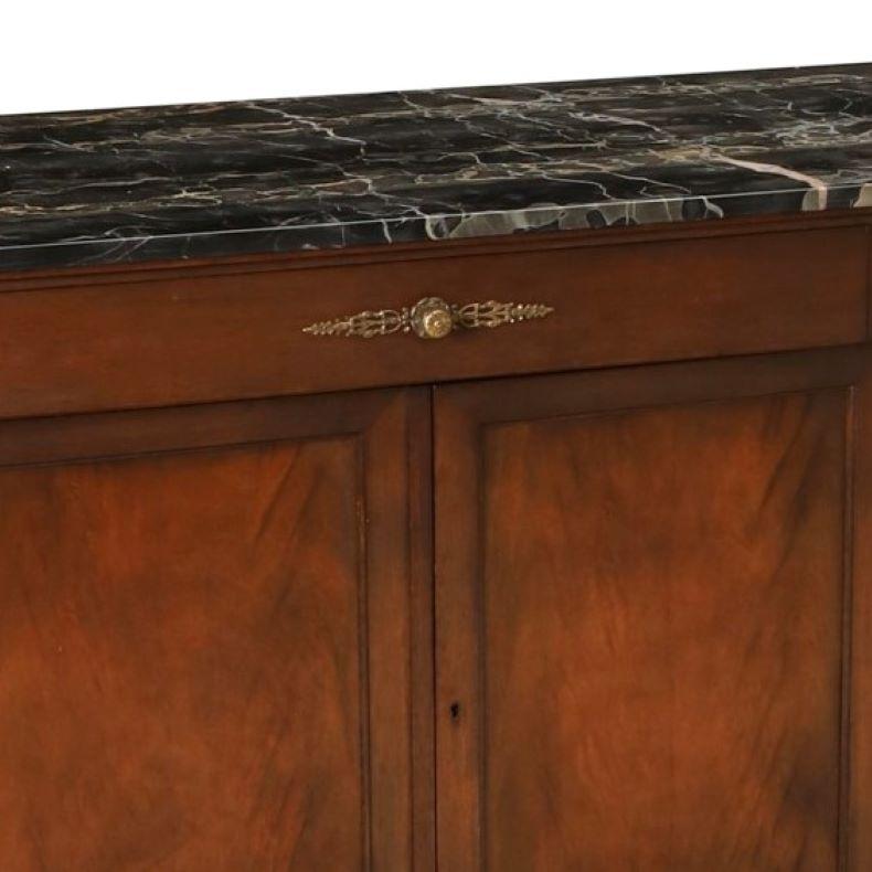 20th C. Empire Style Mahogany Credenza with Black Egyptian Marble Top 1