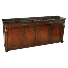 20th C. Empire Style Mahogany Credenza with Black Egyptian Marble Top