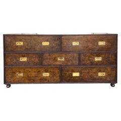 Vintage 20th-C. English Campaign Style Credenza / Chest By Baker Furniture Co.