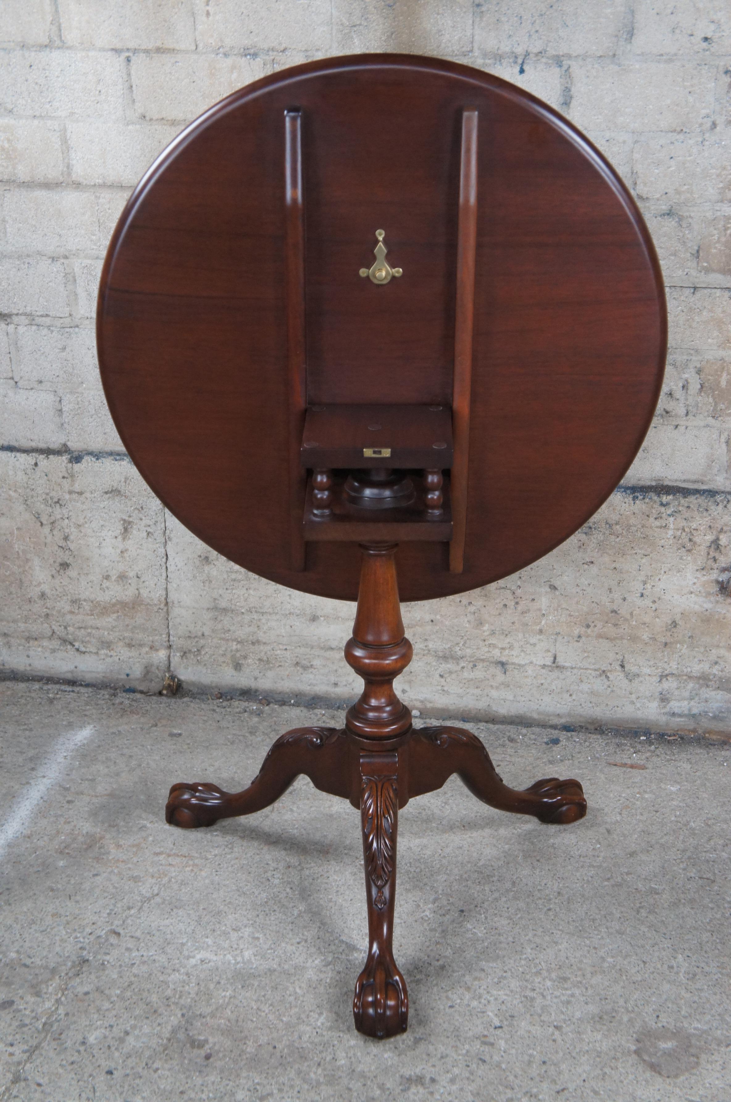 20th C. English Chippendale Style Logan Tilt Top Birdcage Tea Table Ball & Claw For Sale 3