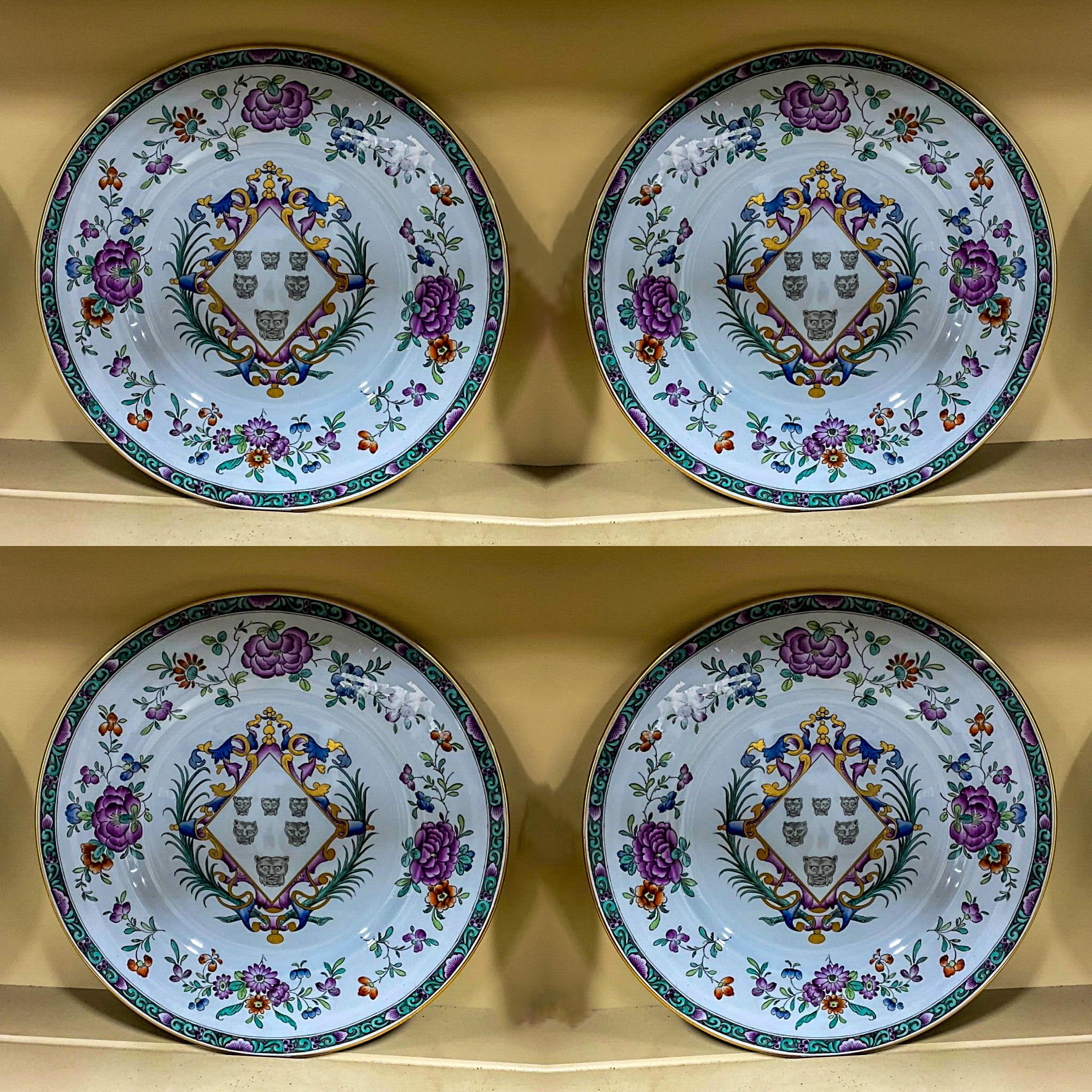 Victorian 20th-C. English Copeland Spode for Tiffany & Co. Armorial Plates, S/8 For Sale