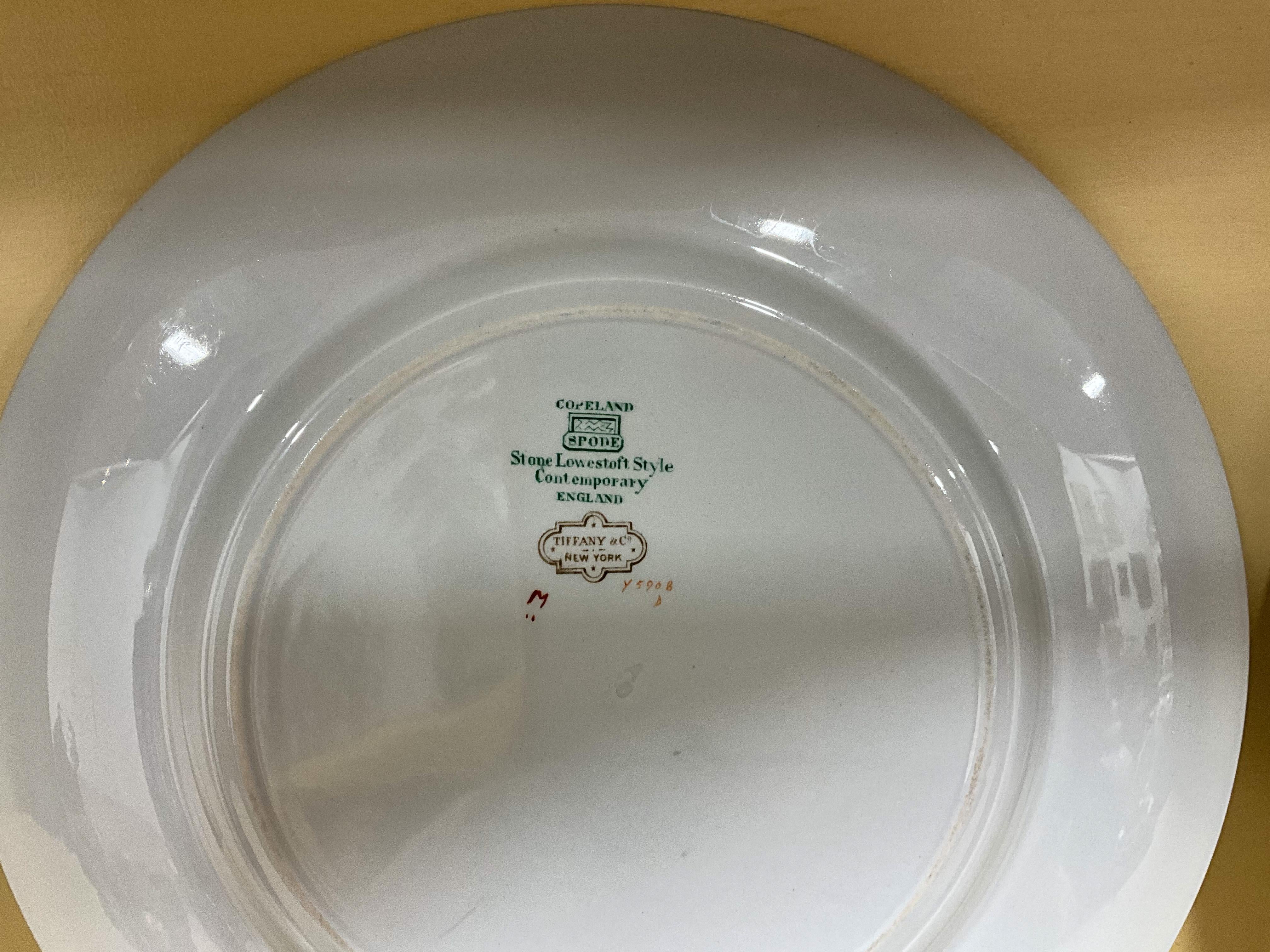 20th Century 20th-C. English Copeland Spode for Tiffany & Co. Armorial Plates, S/8 For Sale