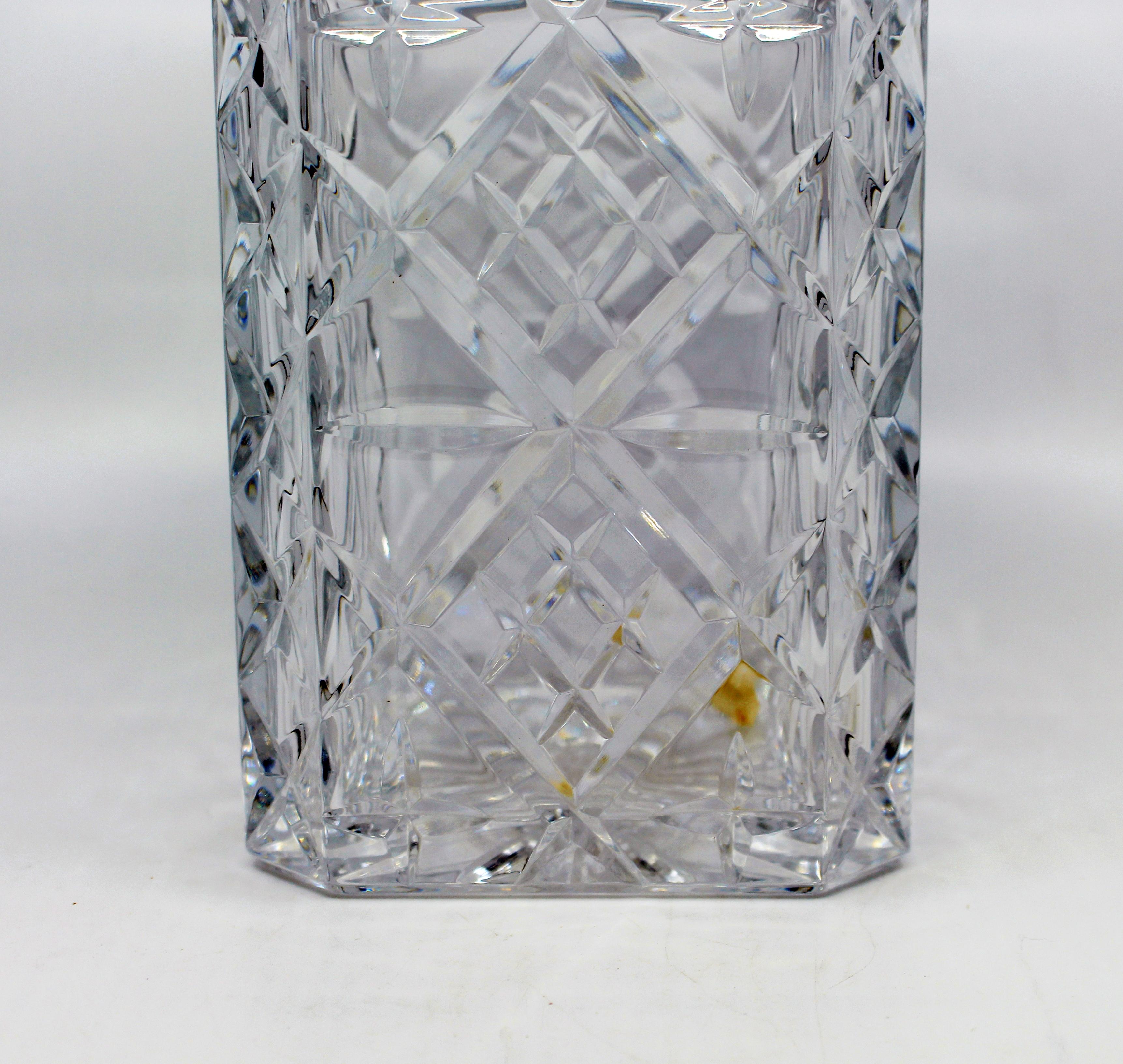 20th Century English Cut Glass Crystal Square Spirit Decanter 1