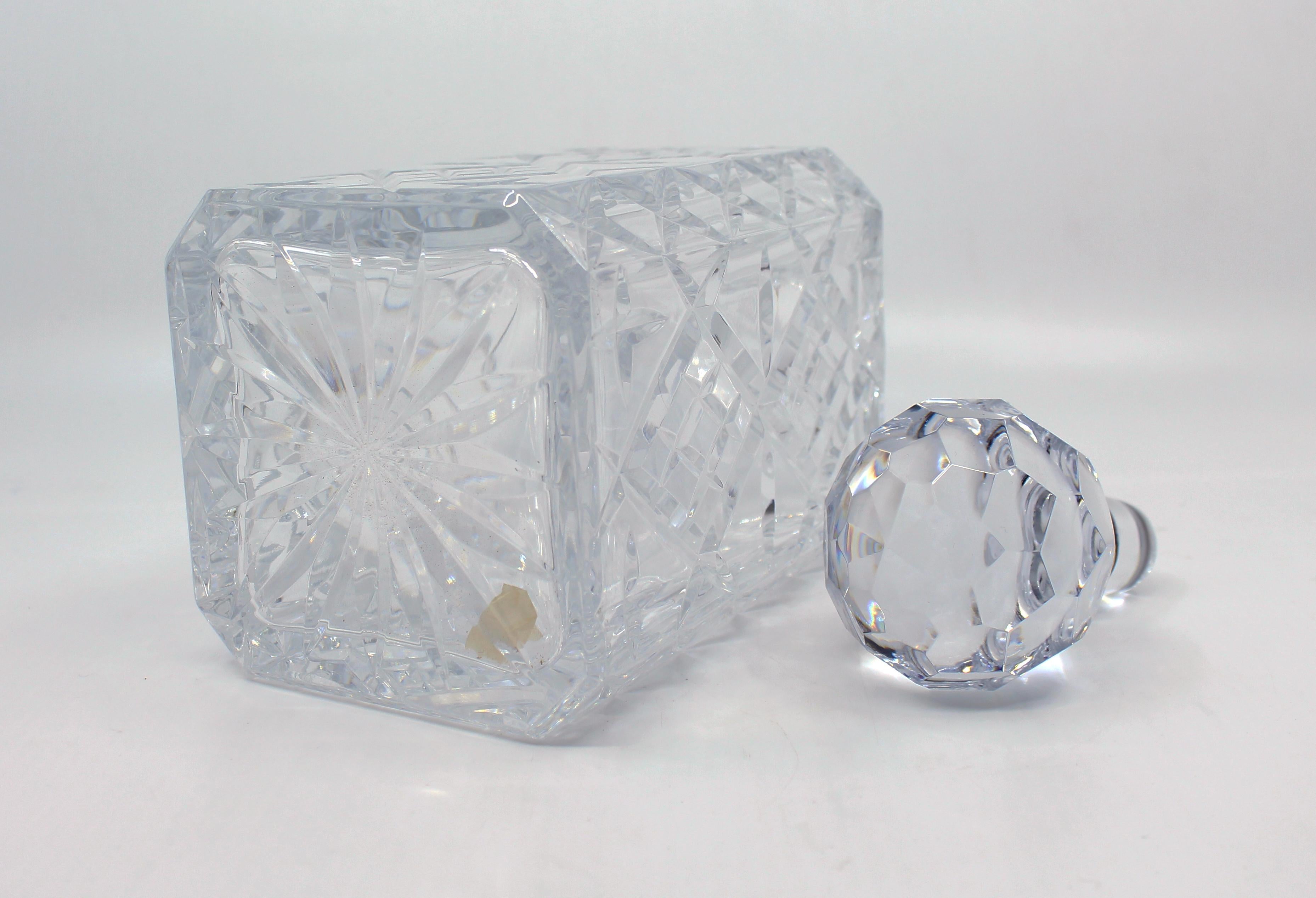 20th Century English Cut Glass Crystal Square Spirit Decanter 2