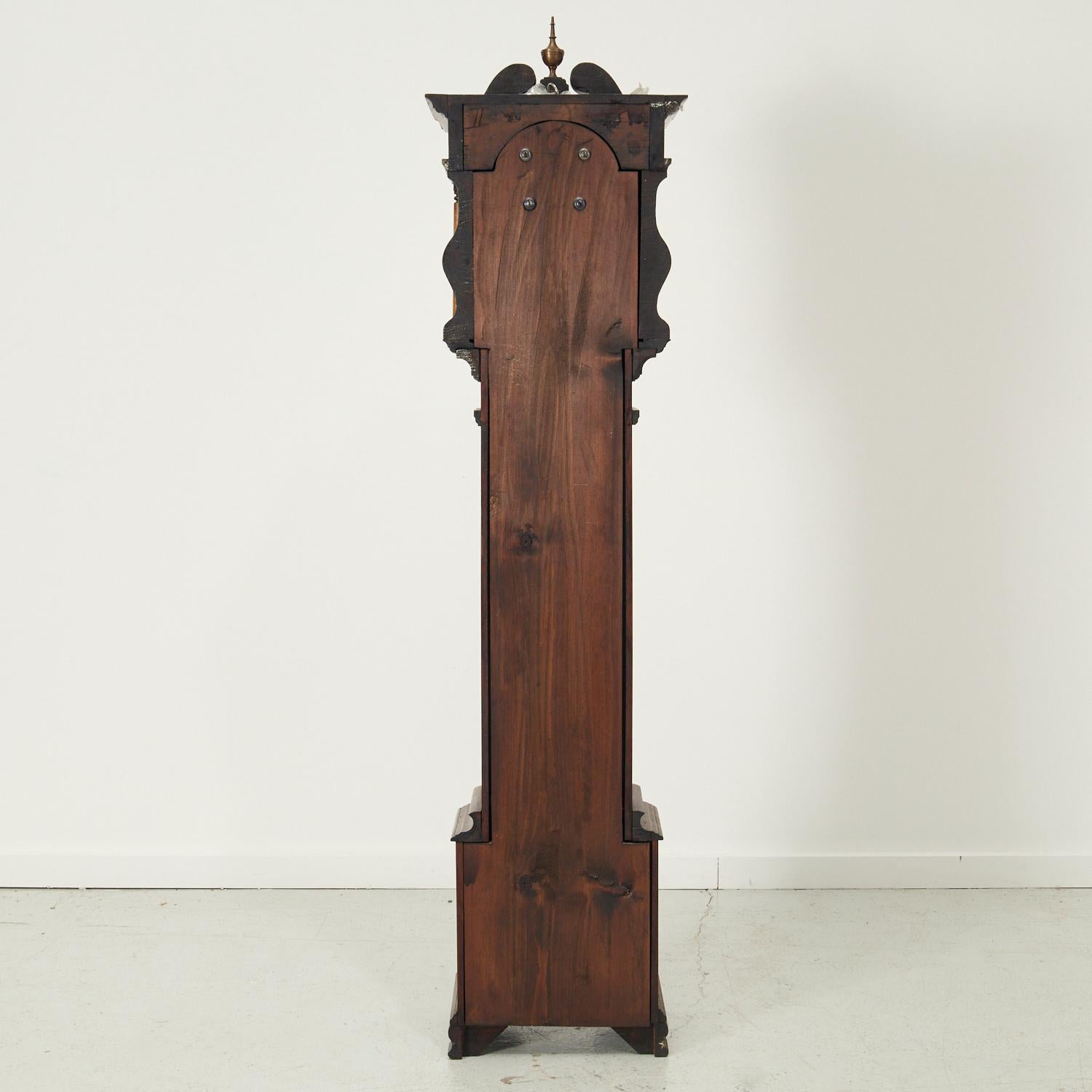 20th C English Mahogany and Walnut Grandmother Clock with Le Rose Movement For Sale 2