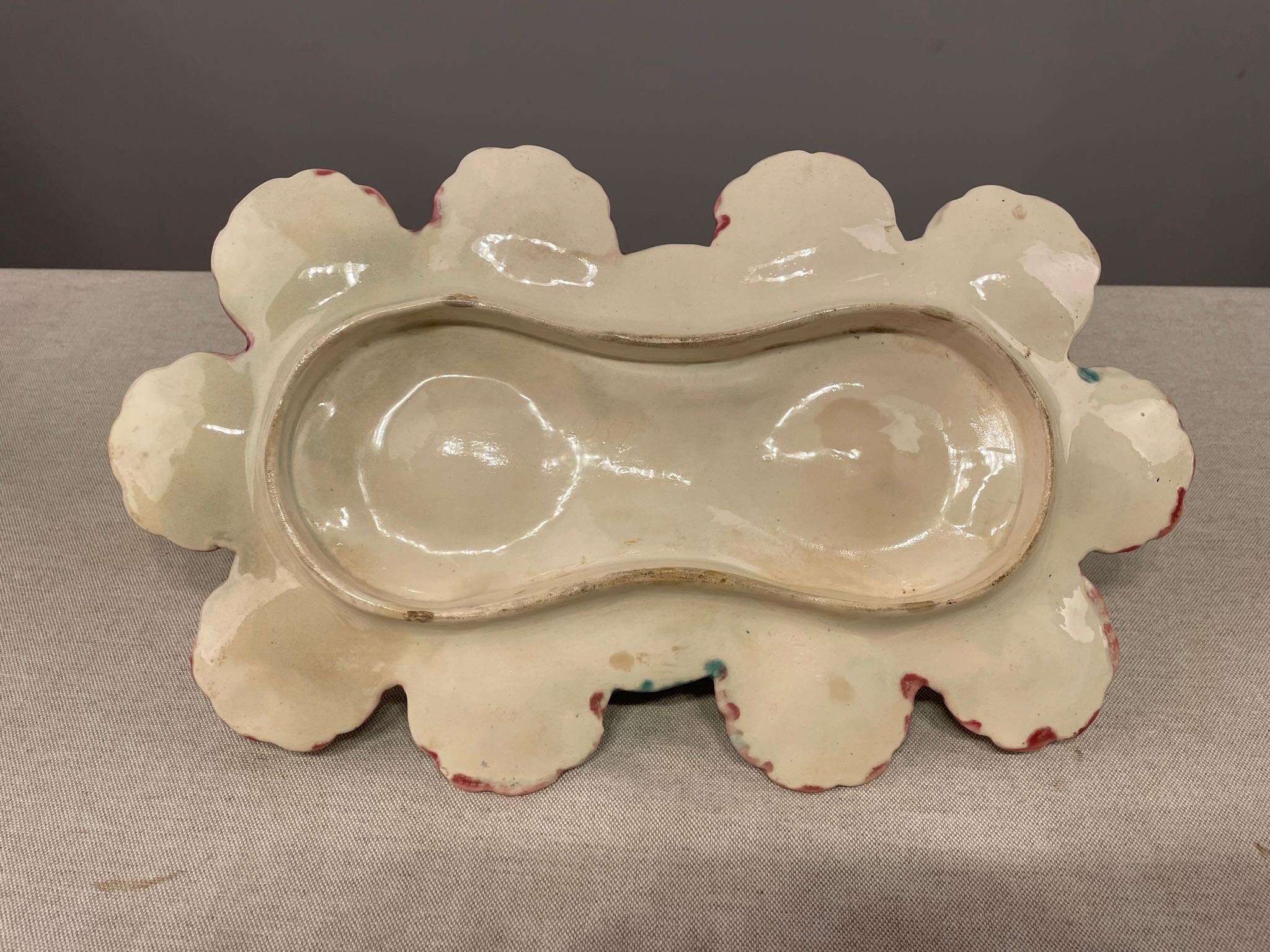 20th C. English Majolica Twelve Wells Oyster Platter For Sale 4