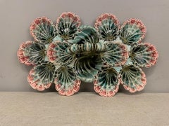 20th C. English Majolica Twelve Wells Oyster Platter