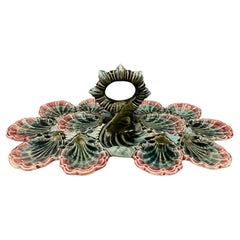 20th C. English Majolica Twelve Wells Oyster Platter