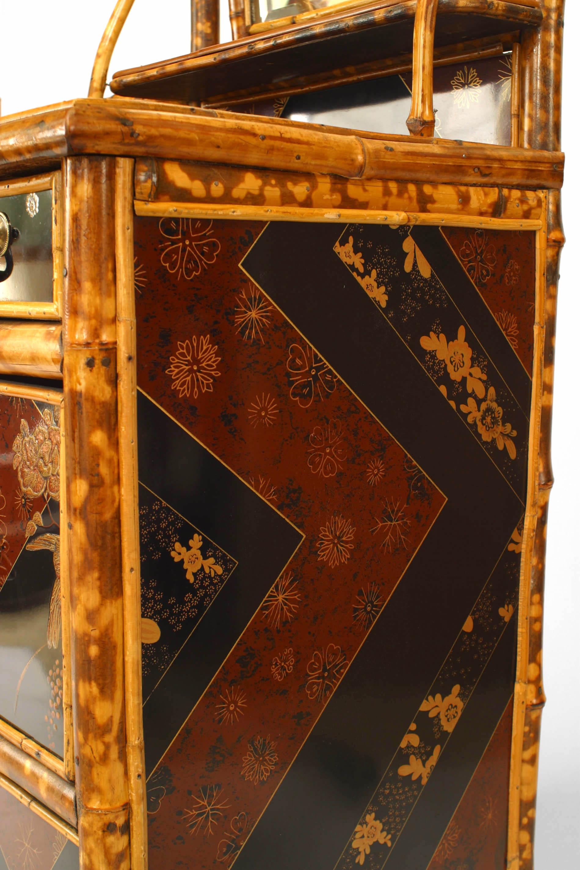 English Victorian Style Bamboo & Chinoiserie Dresser 3