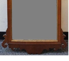 20th C. Federal Style Phoenix Head Partial Gilt Mahogany Scroll Ear Mirror