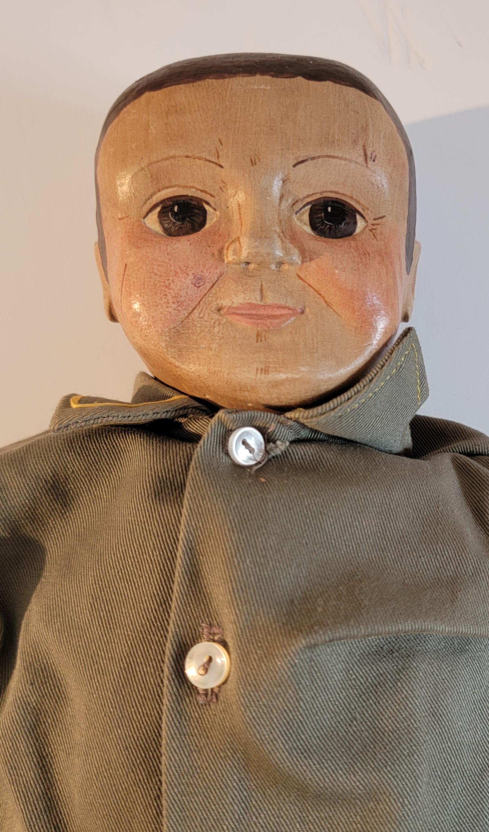 20th C Folk Art Carved Boy Doll For Sale 2